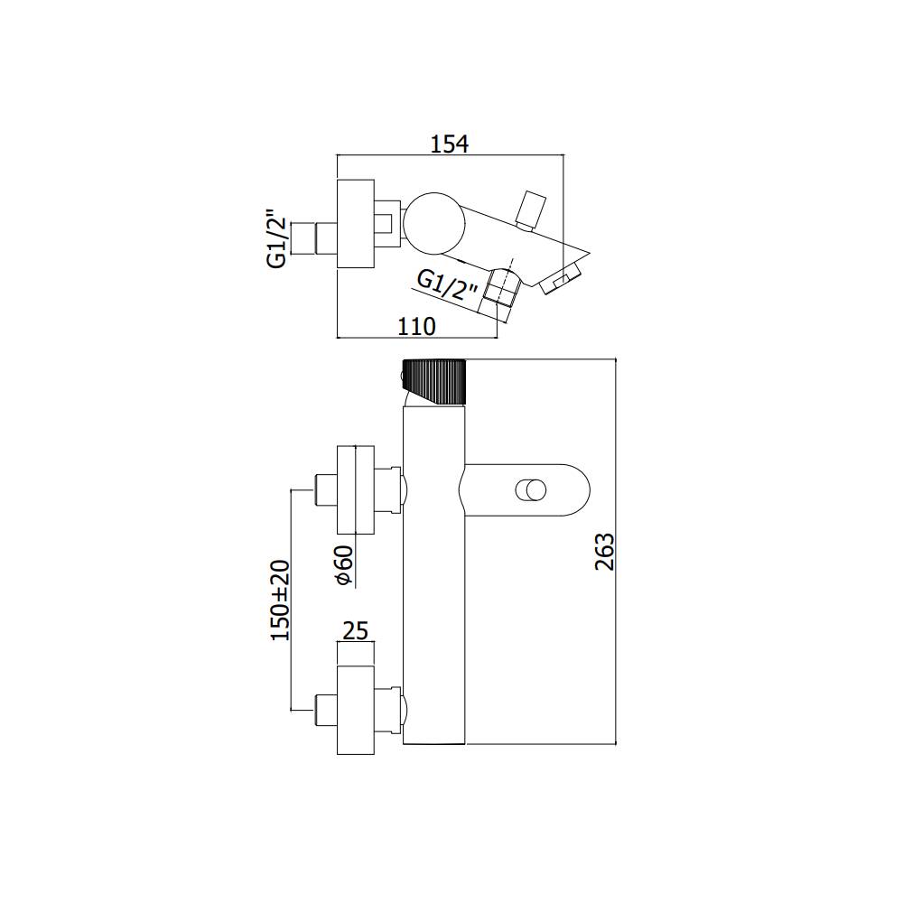  Miscelatore Vasca modello JO026CR con supporto a muro fisso in ABS con doccia e flessibile Cromo by CeramicStore | Lo specialista del tuo bagno