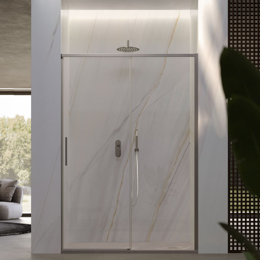 Porta doccia scorrevole per nicchia da 120 cm in cristallo da 6 mm con profilo alluminio Cromato lucido versione Destra by CeramicStore | Lo specialista del tuo bagno