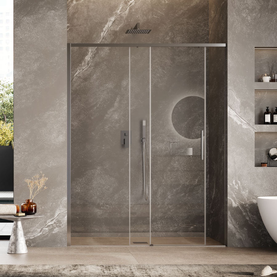 Porta doccia scorrevole per nicchia da 90 cm in cristallo da 6 mm con profilo alluminio Cromato lucido versione Sinistra by CeramicStore | Lo specialista del tuo bagno