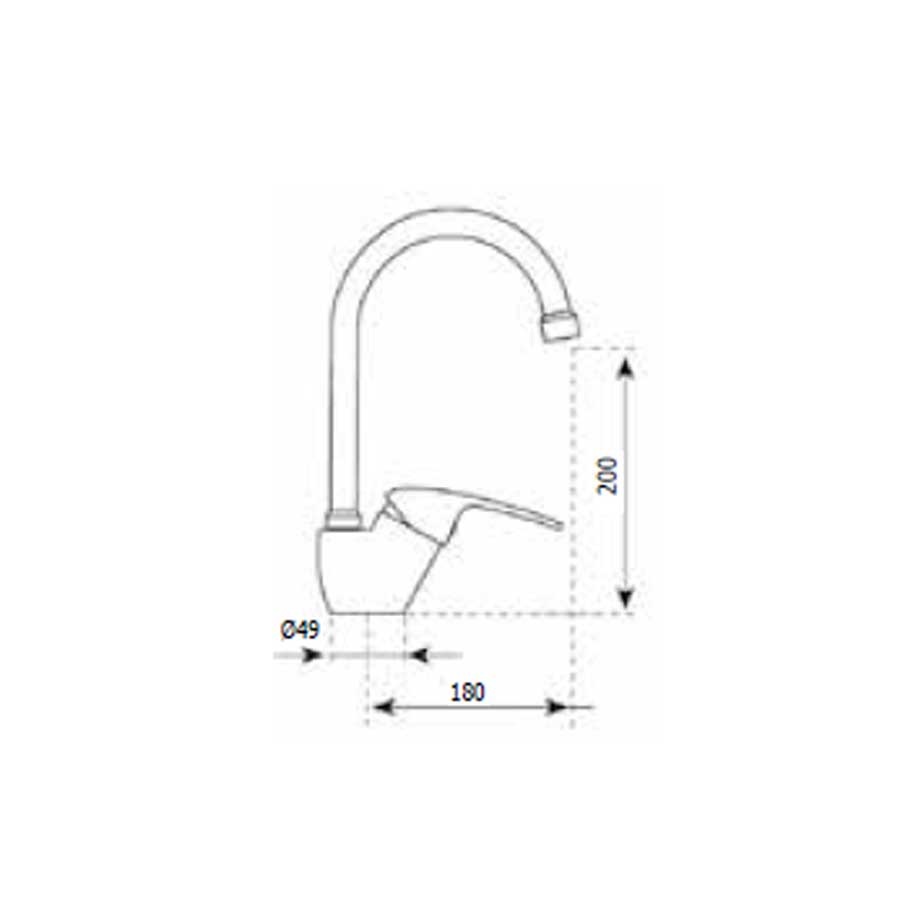 Miscelatore per lavello cucina  tubo di erogazione rotondo finitura Cromo Lucido Modello Giava di Argo Rubinetterie 2