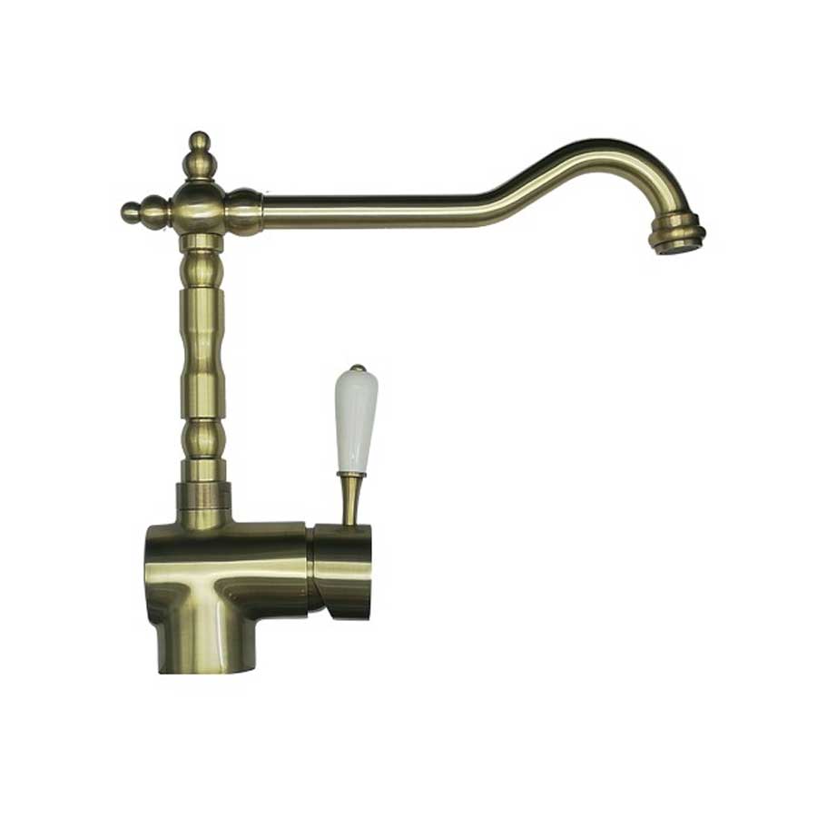 Miscelatore per lavello cucina finitura ottone Anticato Modello Macao di Argo Rubinetterie