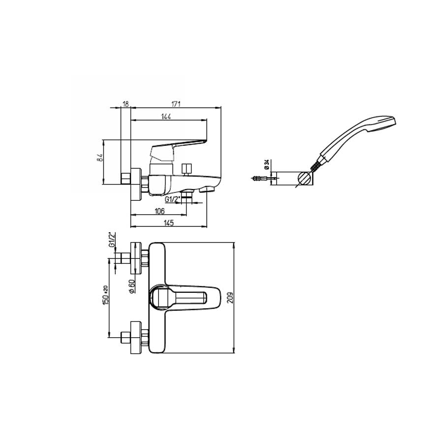  Rubinetto Miscelatore Monocomando per Vasca Esterno con set Duplex cromato collezione Bloom di Argo Rubinetterie by CeramicStore | Lo specialista del tuo bagno