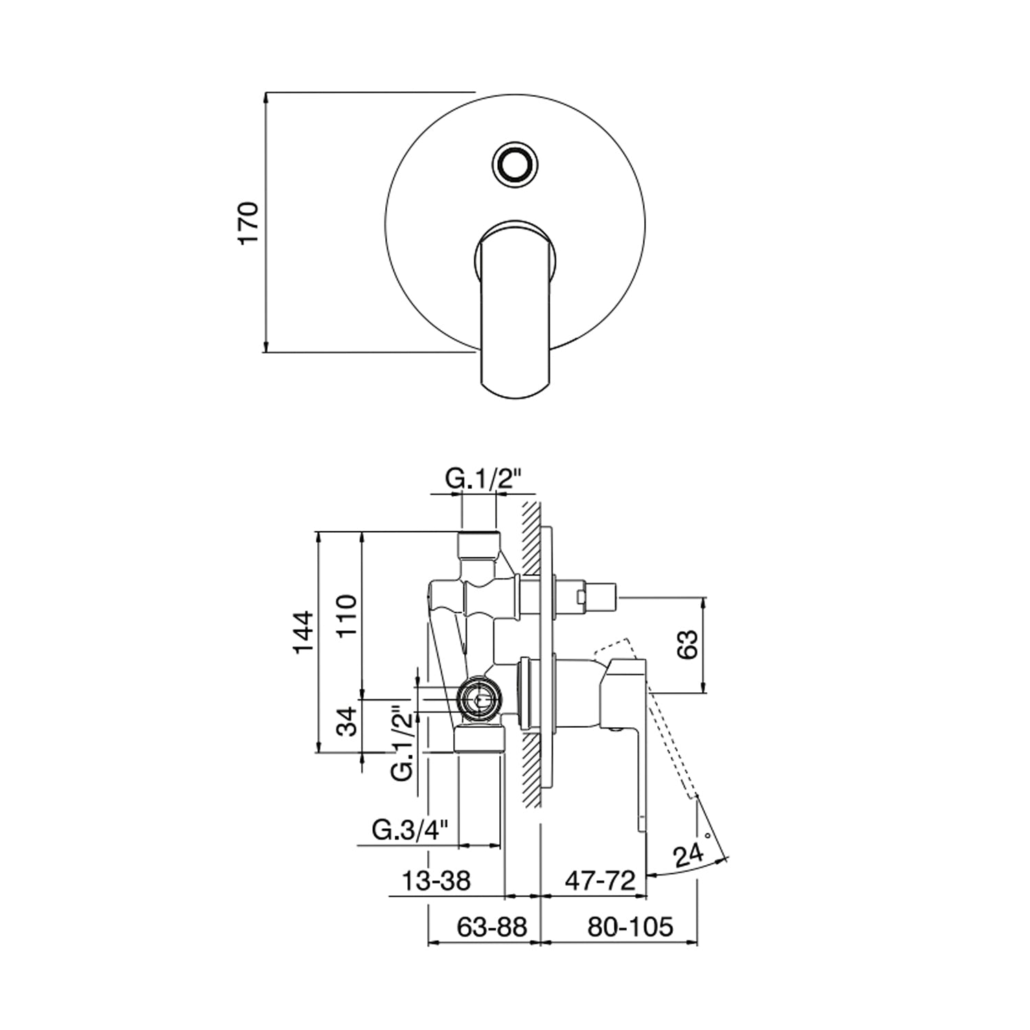  Miscelatore monocomando da incasso per doccia con deviatore RubiFlux serie Dema - Nickel by CeramicStore | Lo specialista del tuo bagno