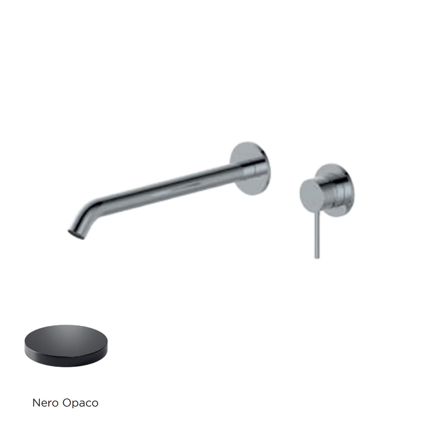 Miscelatore monocomando lavabo murale RubiFlux serie Regal canna 25 cm - Nero Opaco by CeramicStore | Lo specialista del tuo bagno