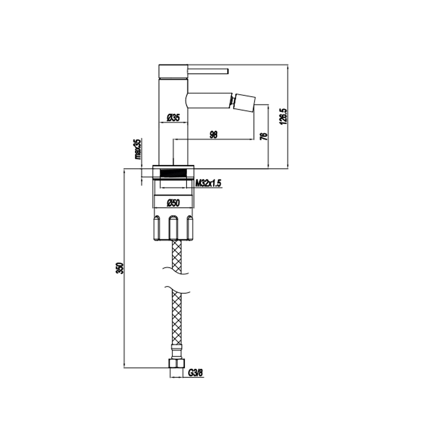  Miscelatore monocomando bidet RubiFlux serie Regal - Nero Opaco by CeramicStore | Lo specialista del tuo bagno