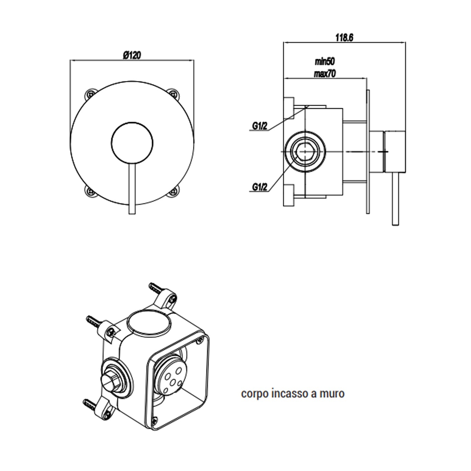  Miscelatore monocomando da incasso per doccia RubiFlux serie Regal - Cromo by CeramicStore | Lo specialista del tuo bagno