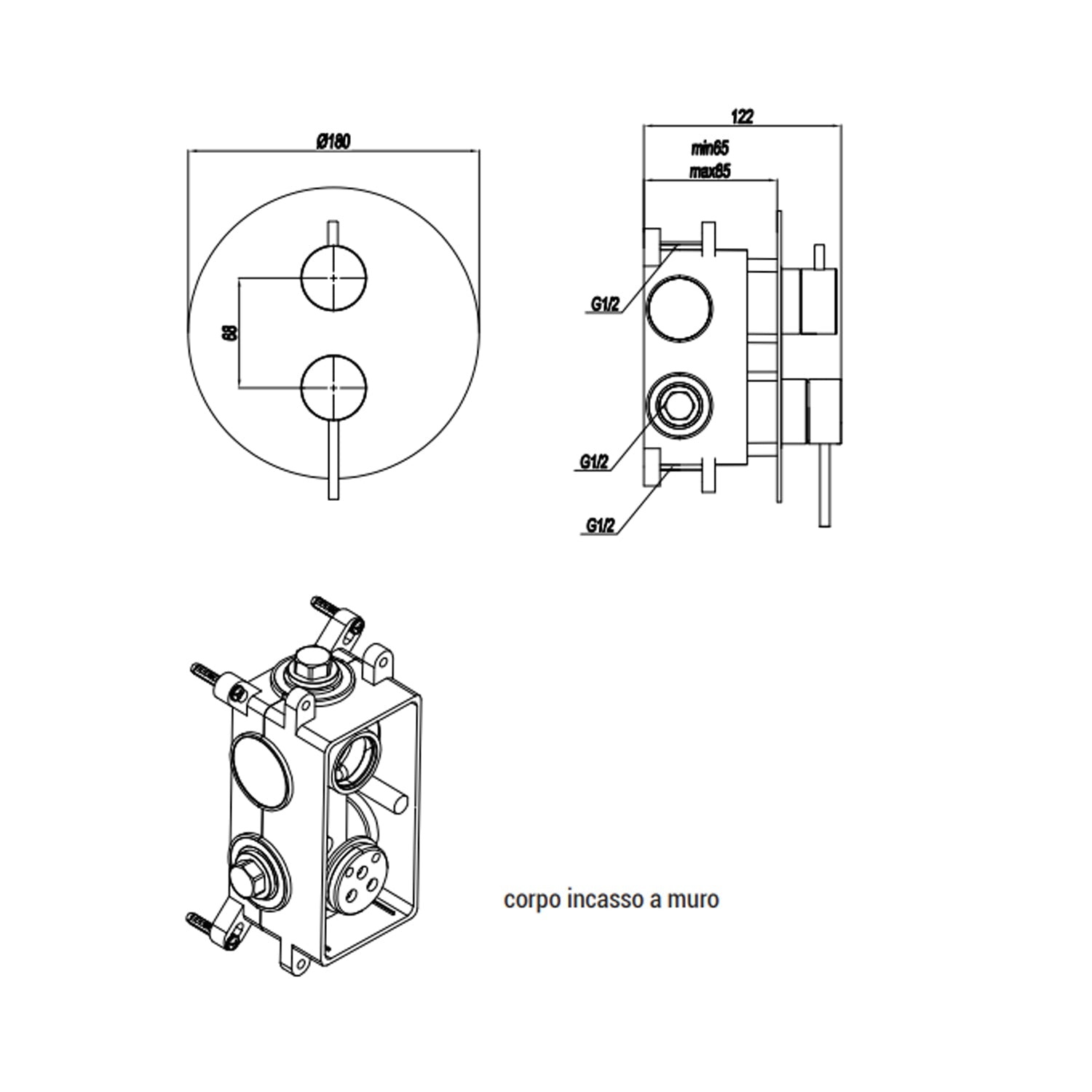  Miscelatore monocomando da incasso per doccia con deviatore RubiFlux serie Regal - Cromo by CeramicStore | Lo specialista del tuo bagno