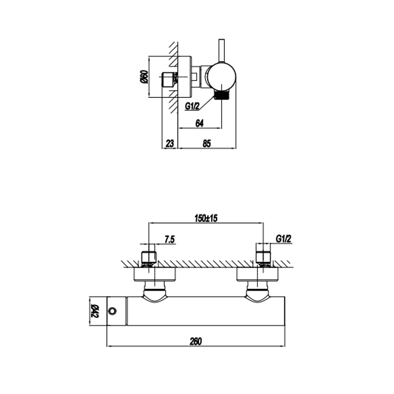  Miscelatore monocomando esterno per doccia RubiFlux serie Regal - Satinato by CeramicStore | Lo specialista del tuo bagno