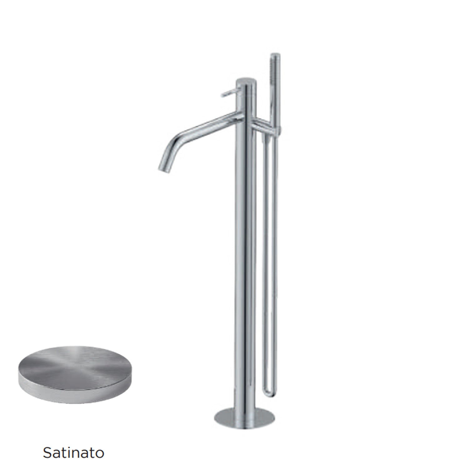 Miscelatore monocomando per vasca centro stanza con kit doccino RubiFlux serie Regal - Satinato by CeramicStore | Lo specialista del tuo bagno