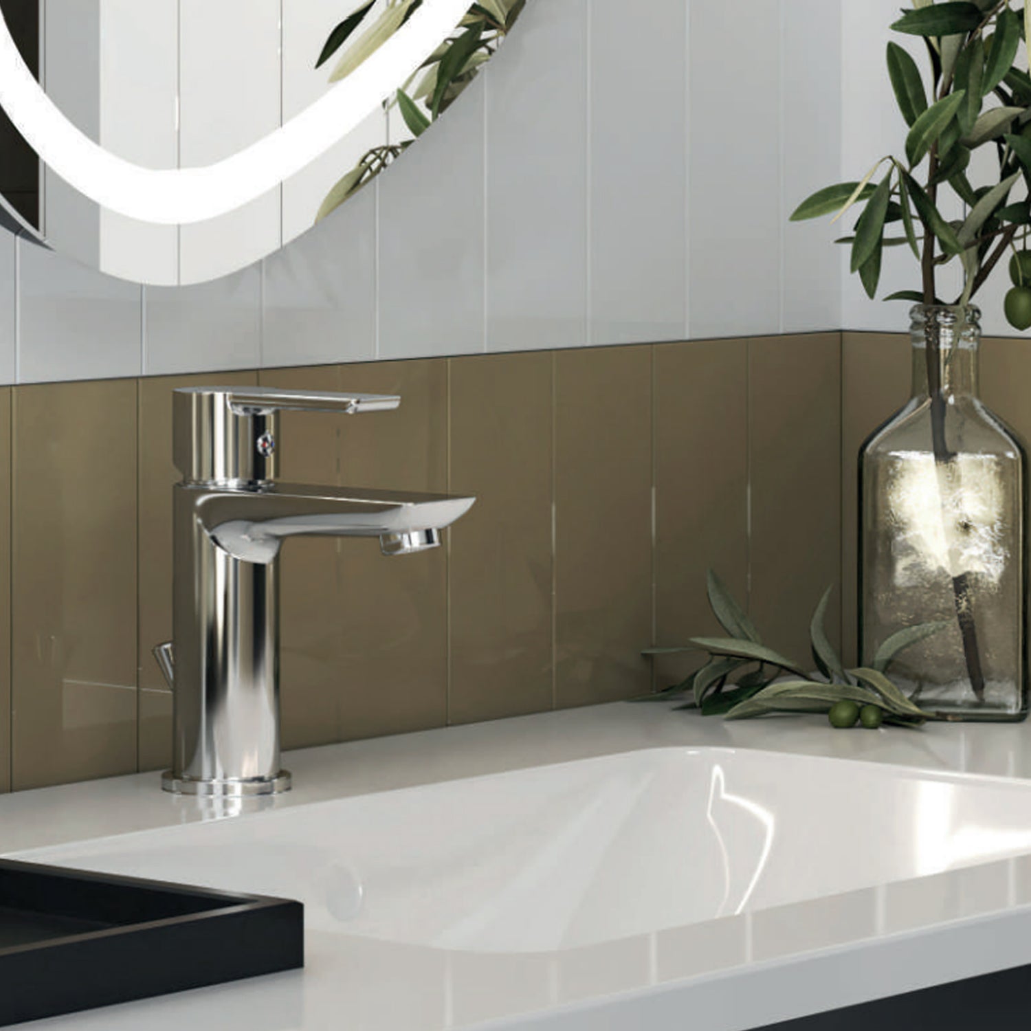  Miscelatore monocomando lavabo con scarico RubiFlux serie Kyros - Cromo by CeramicStore | Lo specialista del tuo bagno