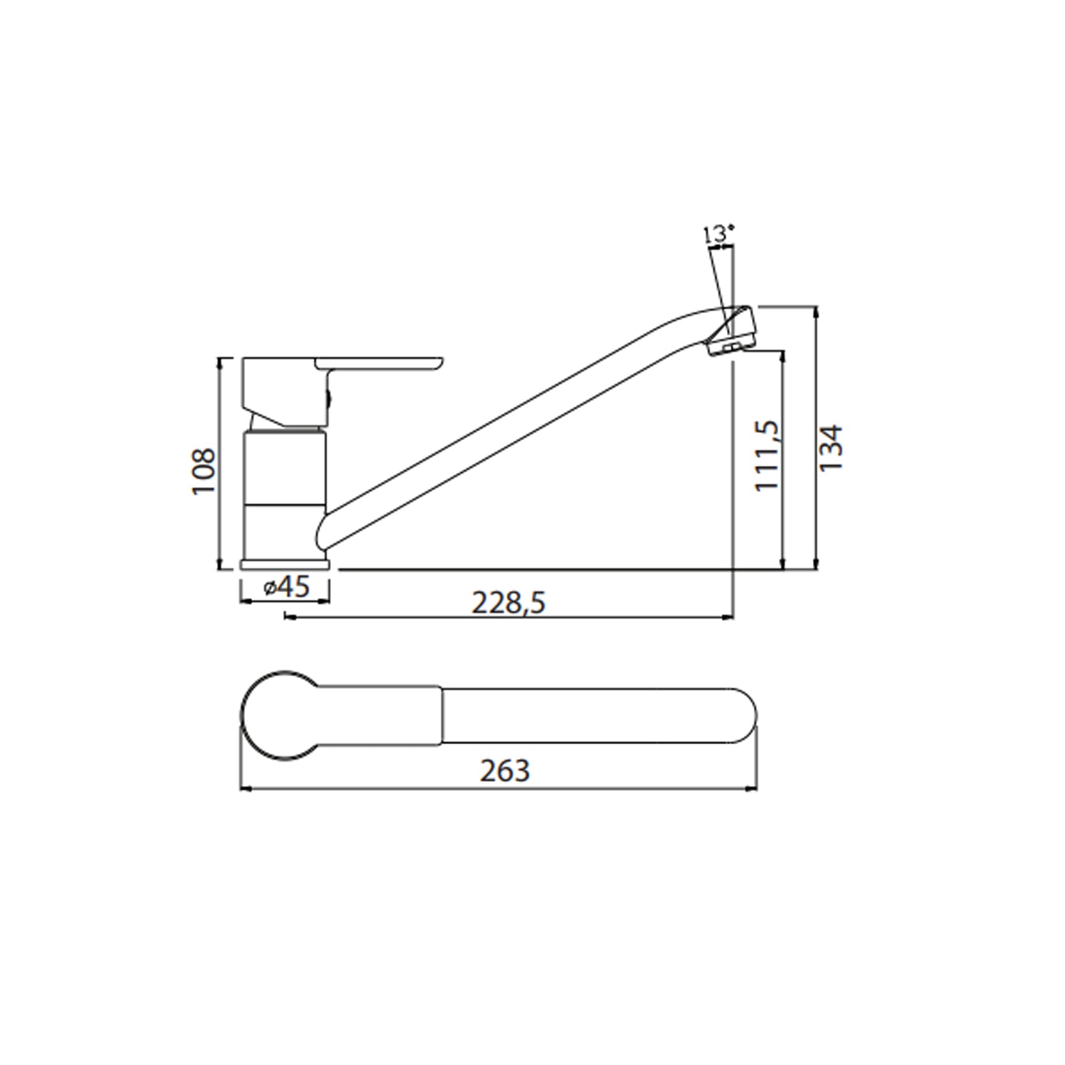  Miscelatore monocomando lavello a canna bassa RubiFlux serie Kyros - Cromo by CeramicStore | Lo specialista del tuo bagno