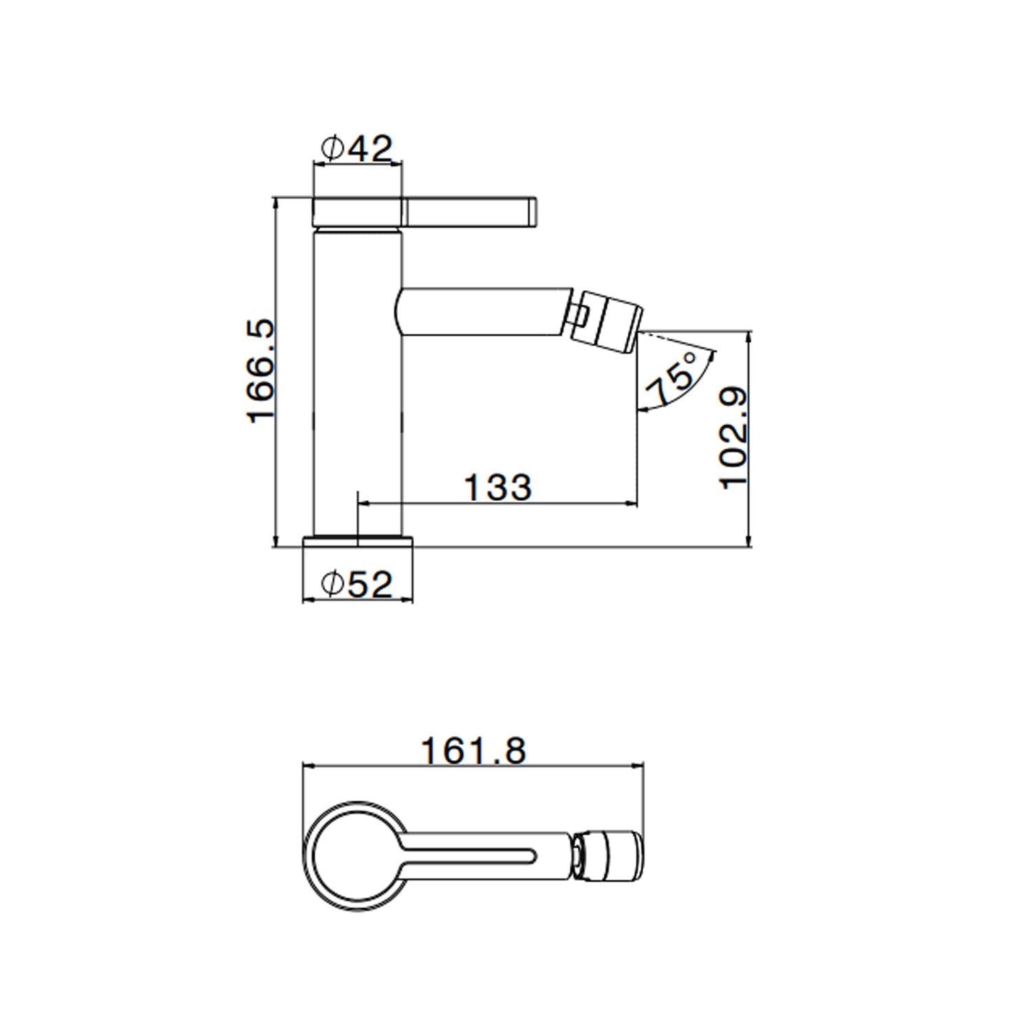  Miscelatore monocomando bidet RubiFlux serie Tundra - Nero Opaco by CeramicStore | Lo specialista del tuo bagno