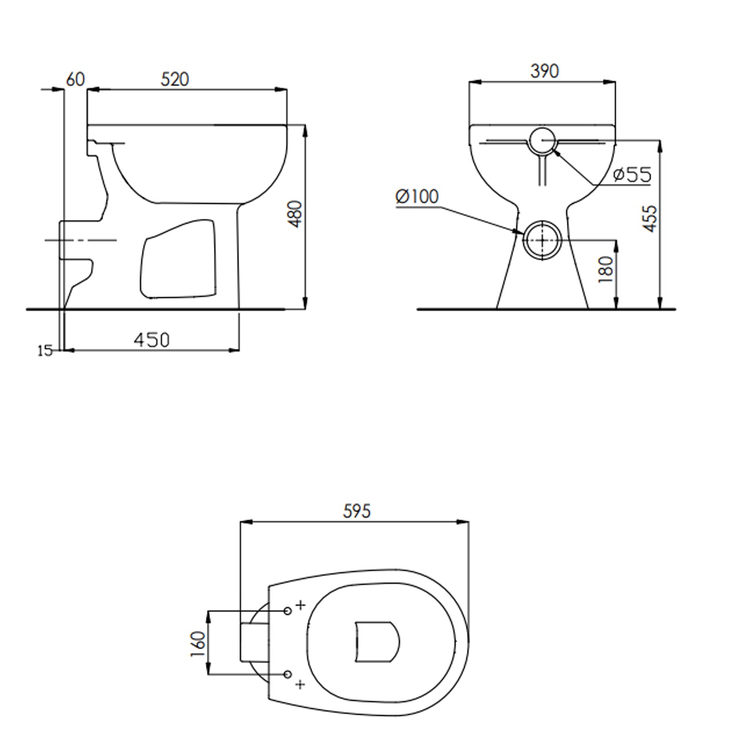 Vaso per anziani BathCore con scarico a muro modello Consil 48 cm - Bianco 2