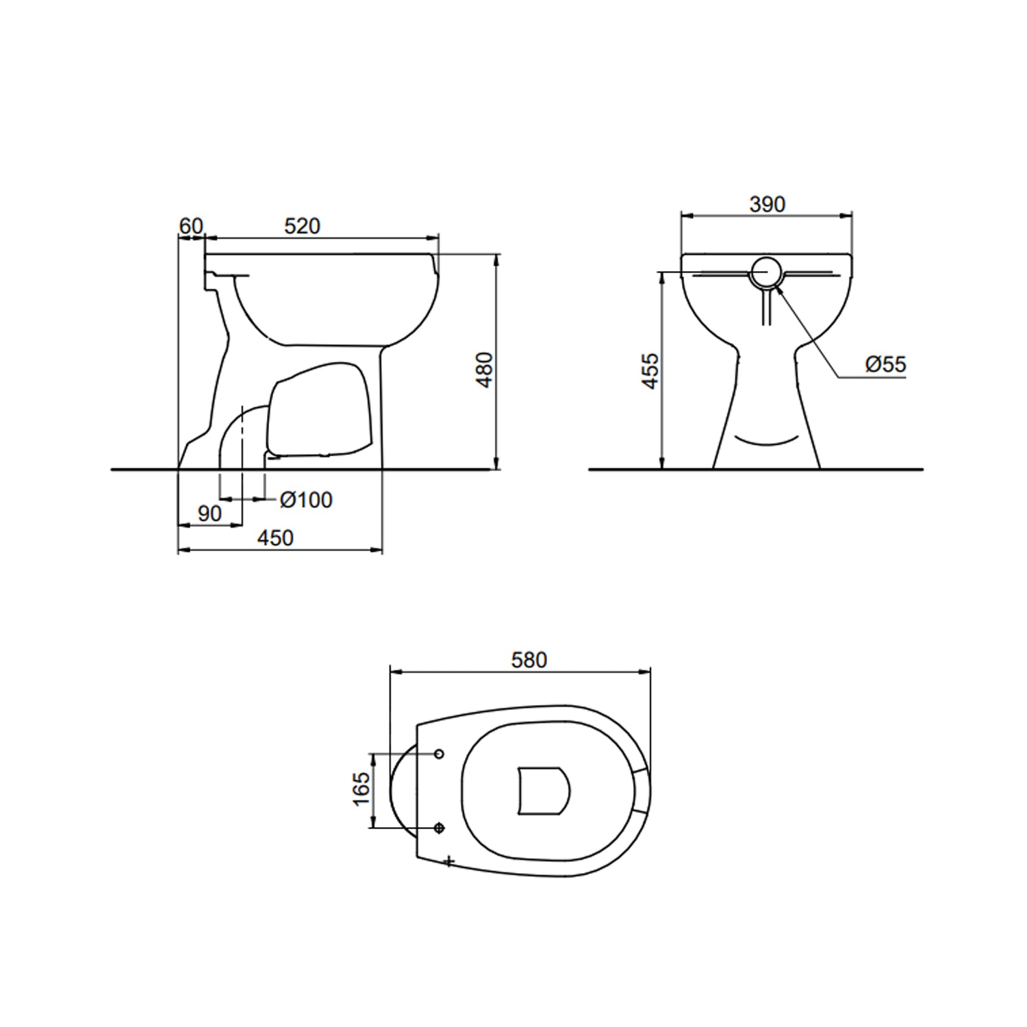 Vaso per disabili con apertura frontale BathCore con scarico a pavimento modello Consil 48 cm - Bianco 2