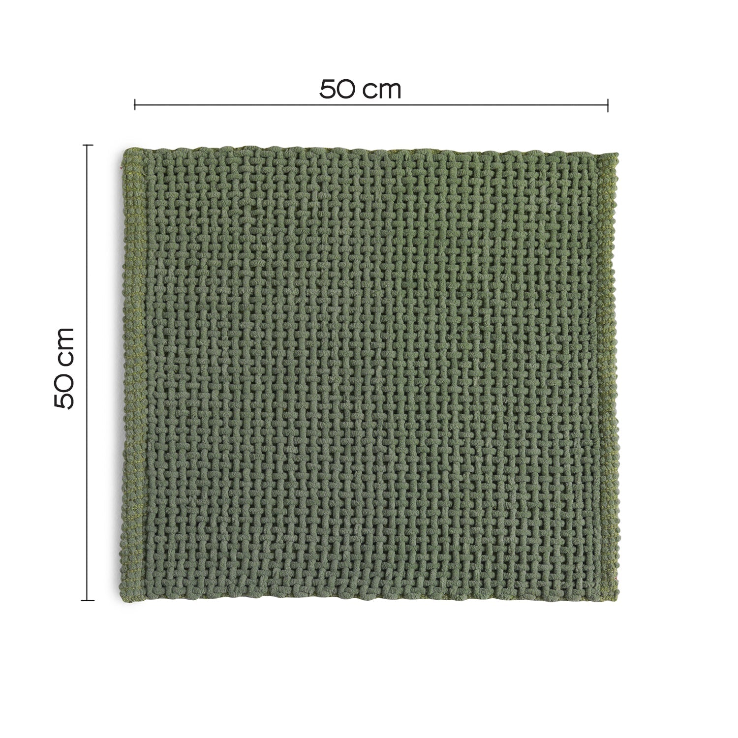 Tappeto 50x50 in cotone e poliestere con fondo antiscivolo Knot di Gedy - Verde by CeramicStore | Lo specialista del tuo bagno