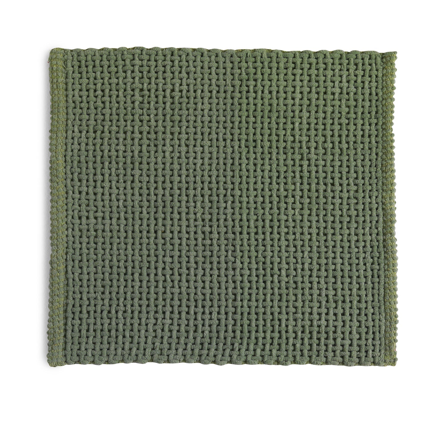 Tappeto 50x50 in cotone e poliestere con fondo antiscivolo Knot di Gedy - Verde by CeramicStore | Lo specialista del tuo bagno