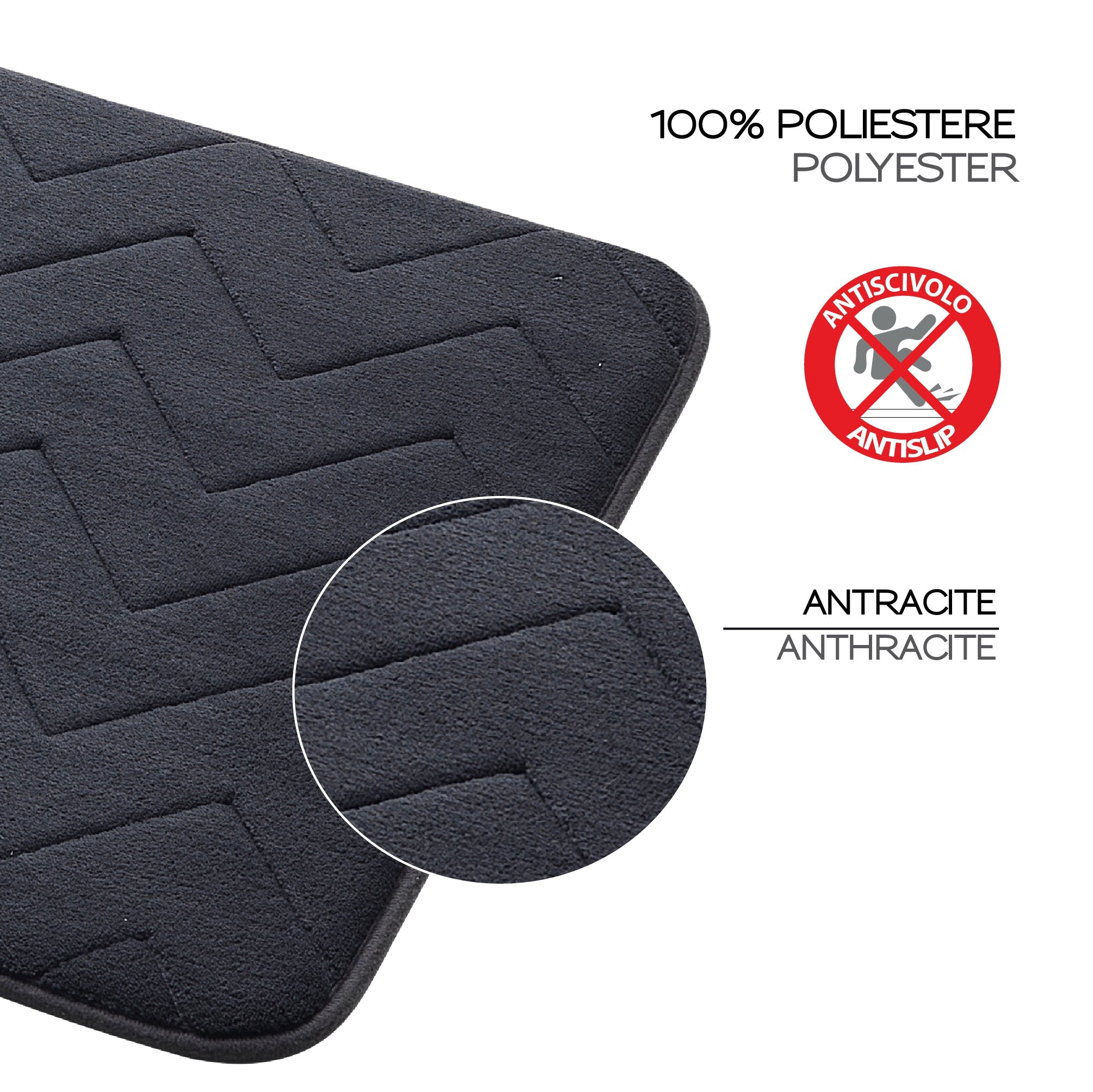  Tappeto 40x60 in memory foam con fondo antiscivolo Mousse di Gedy - Antracite by CeramicStore | Lo specialista del tuo bagno