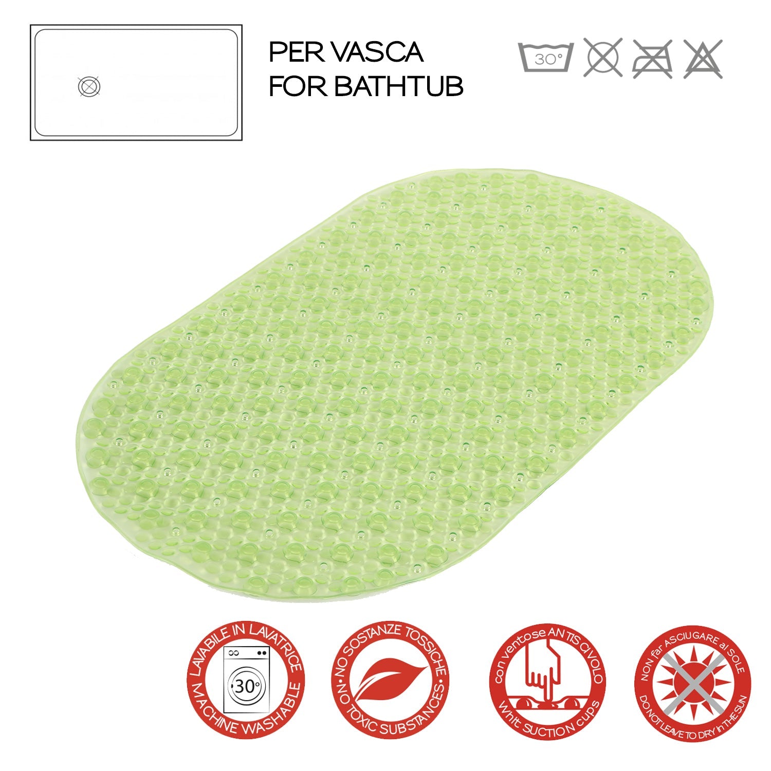  Tappeto antiscivolo vasca modello Solid di Gedy - Verde trasparente by CeramicStore | Lo specialista del tuo bagno