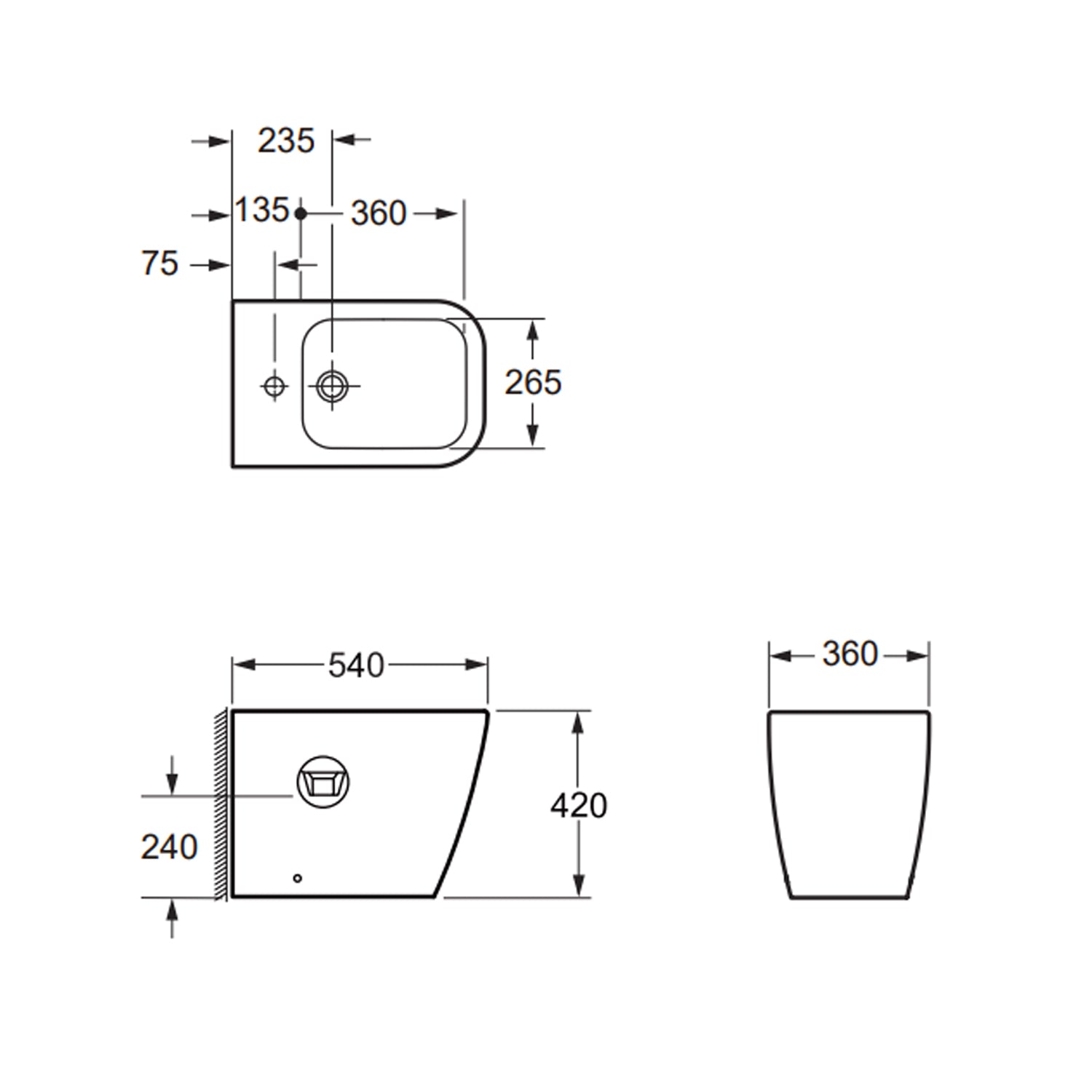 Sanitari a terra Bathcore serie Mars 54x36x42 cm - Coppia vaso e bidet con copriwater incluso 2