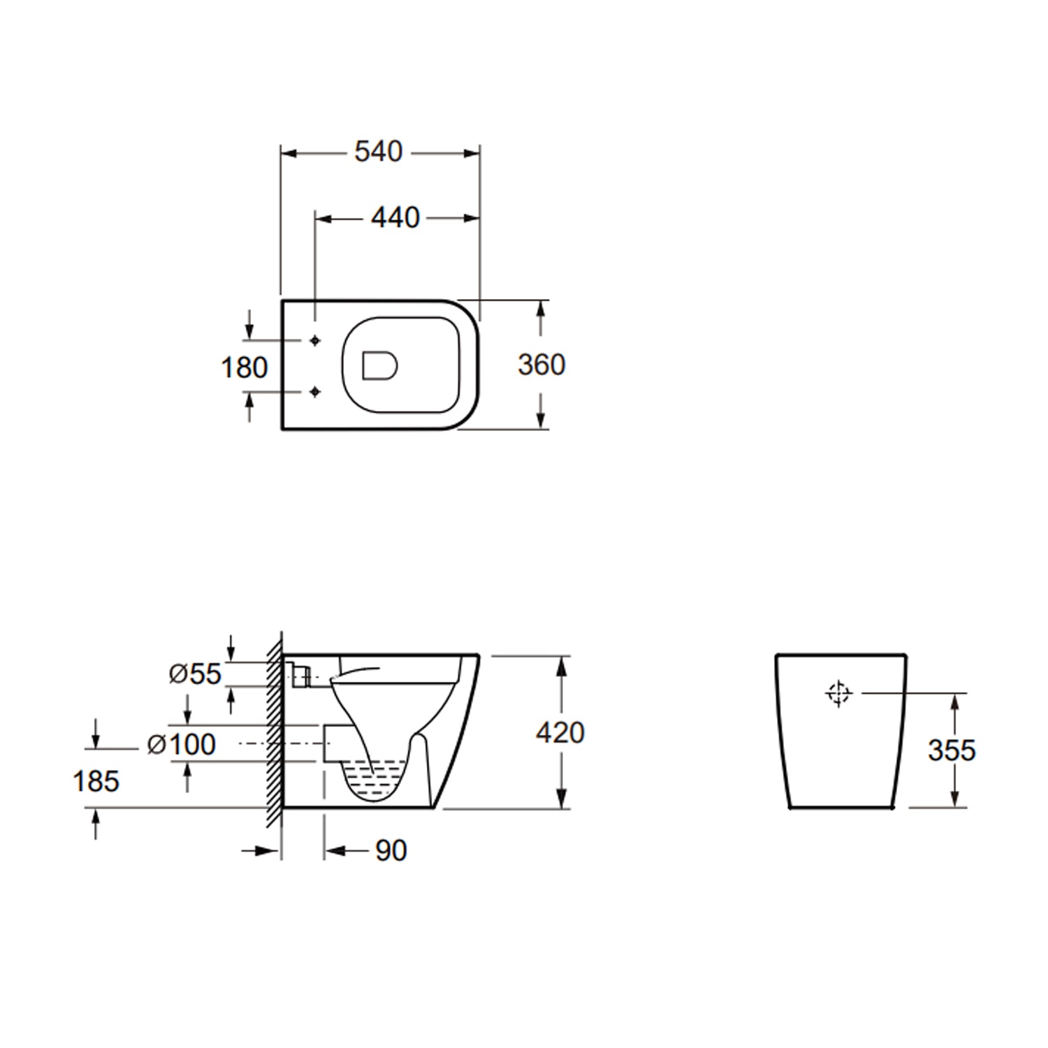 Sanitari a terra Bathcore serie Mars 54x36x42 cm - Coppia vaso e bidet con copriwater incluso 3