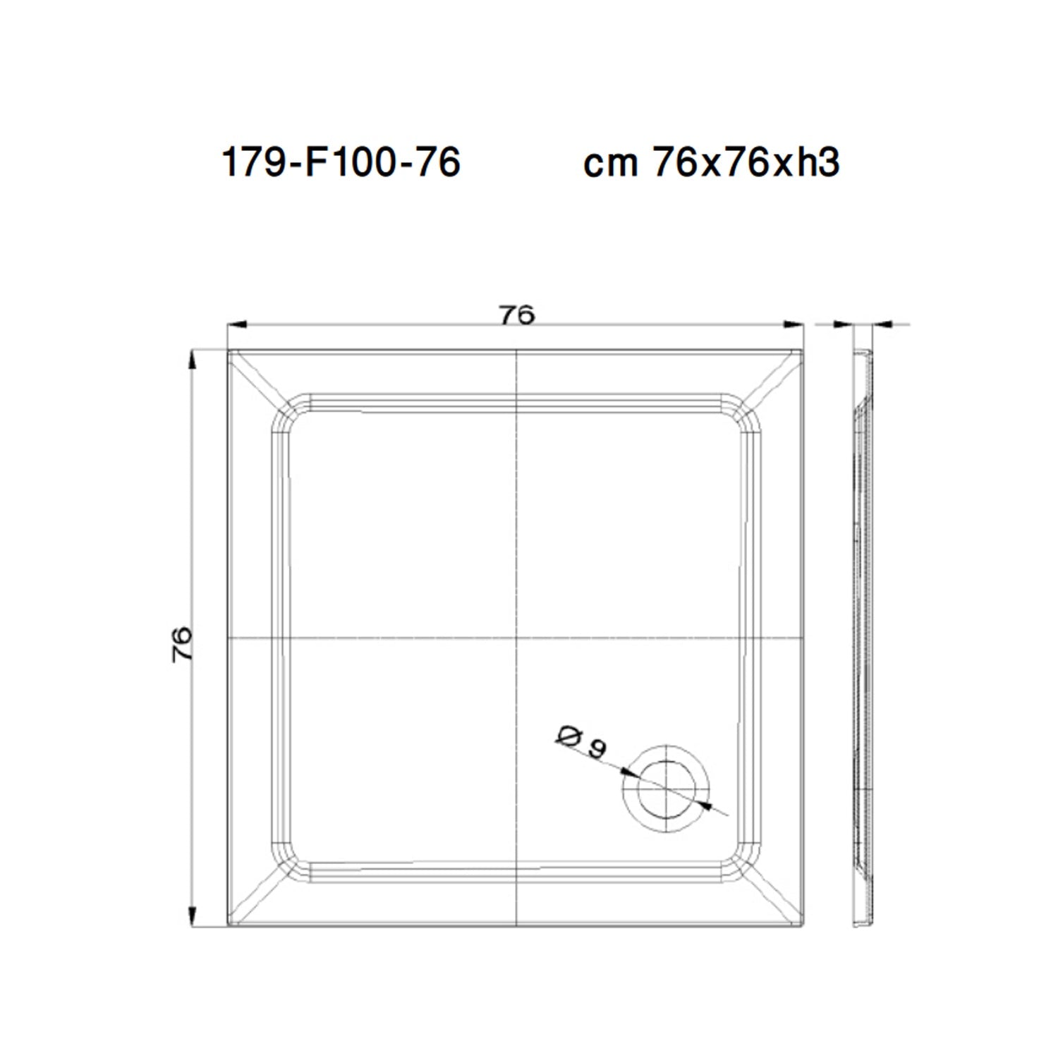  Piatto doccia quadrato cm 76x76 in tecnopolimero strutturale Mr Plate by CeramicStore | Lo specialista del tuo bagno