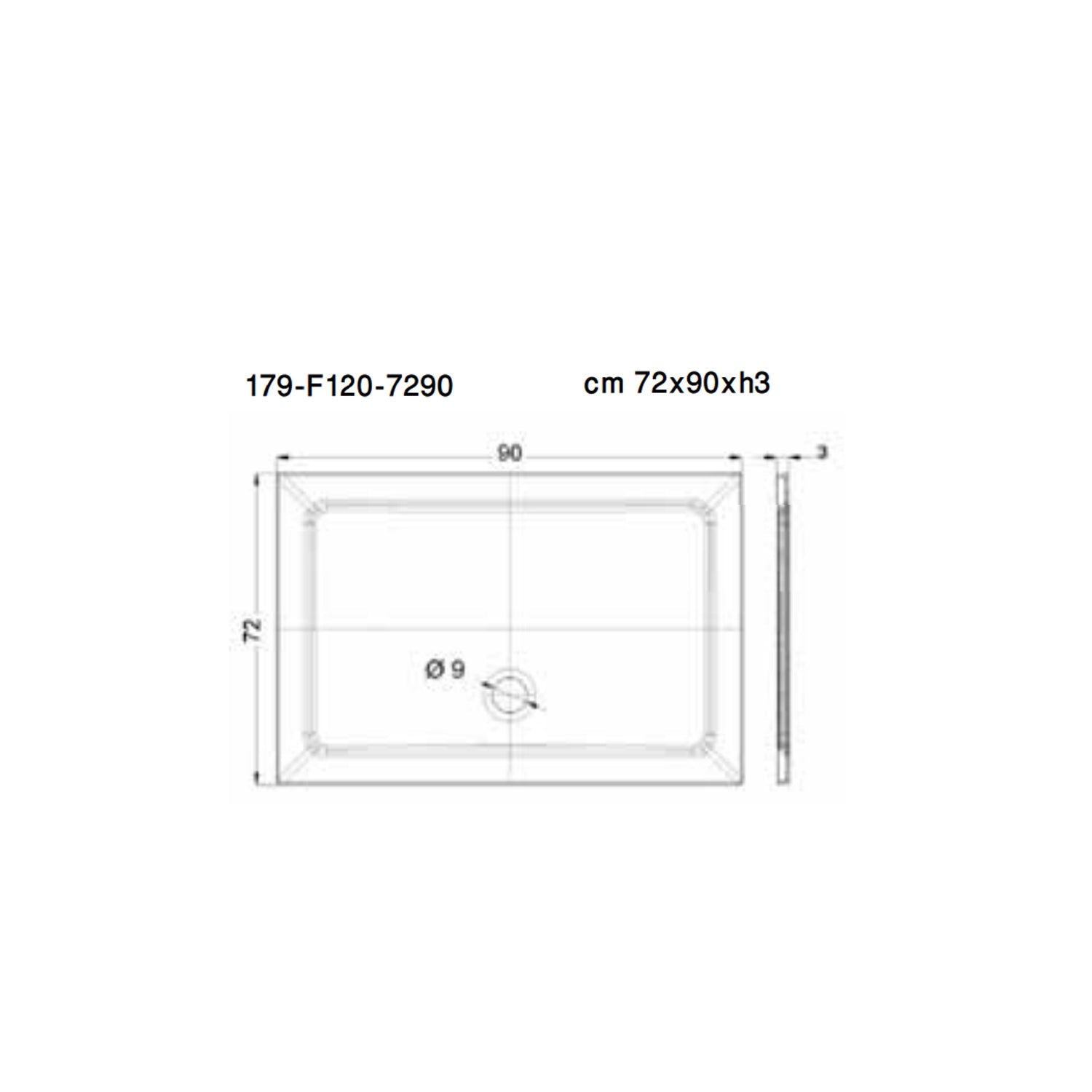  Piatto doccia rettangolare cm 72x90 in tecnopolimero strutturale Mr Plate