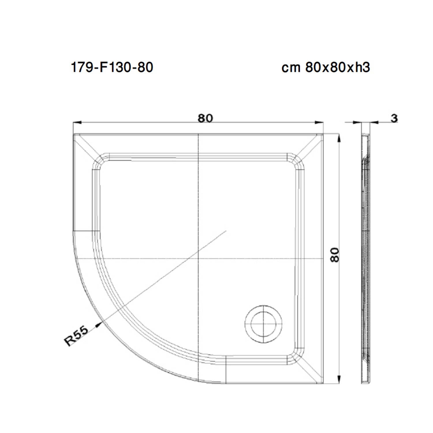 Piatto doccia angolare cm 80x80 in tecnopolimero strutturale Mr Plate by CeramicStore | Lo specialista del tuo bagno