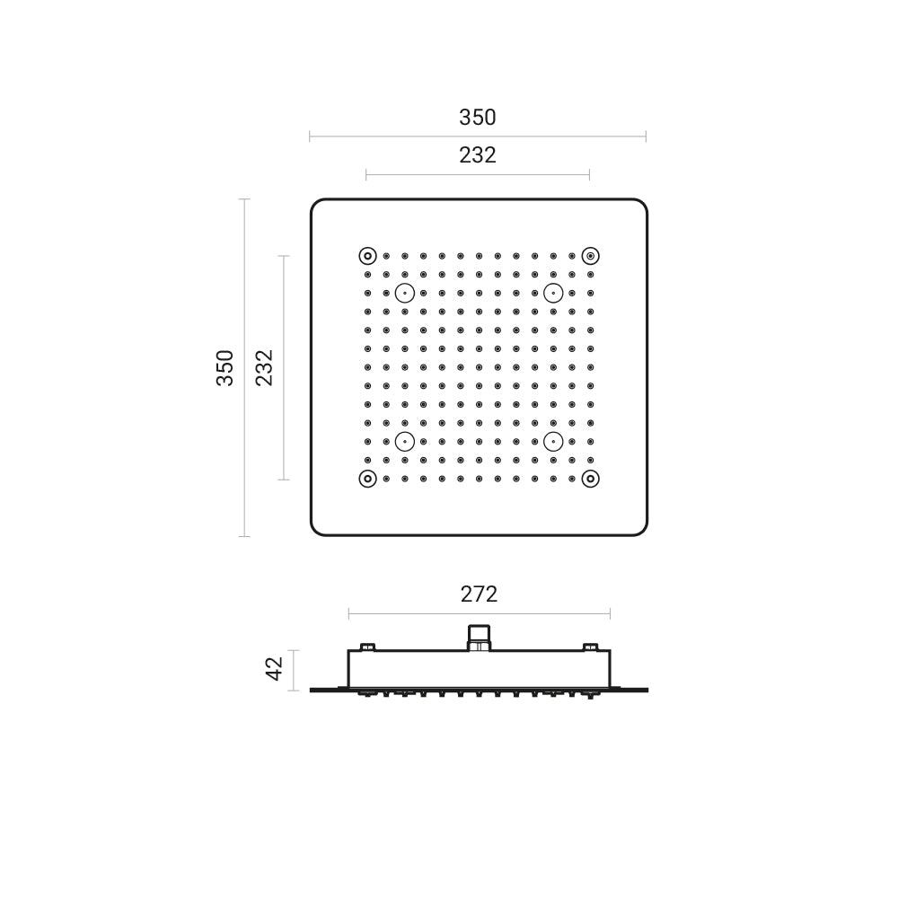 Soffione doccia quadro ad incasso 35x35 cm a 2 vie in acciaio inox 304  lucidato a specchio 3