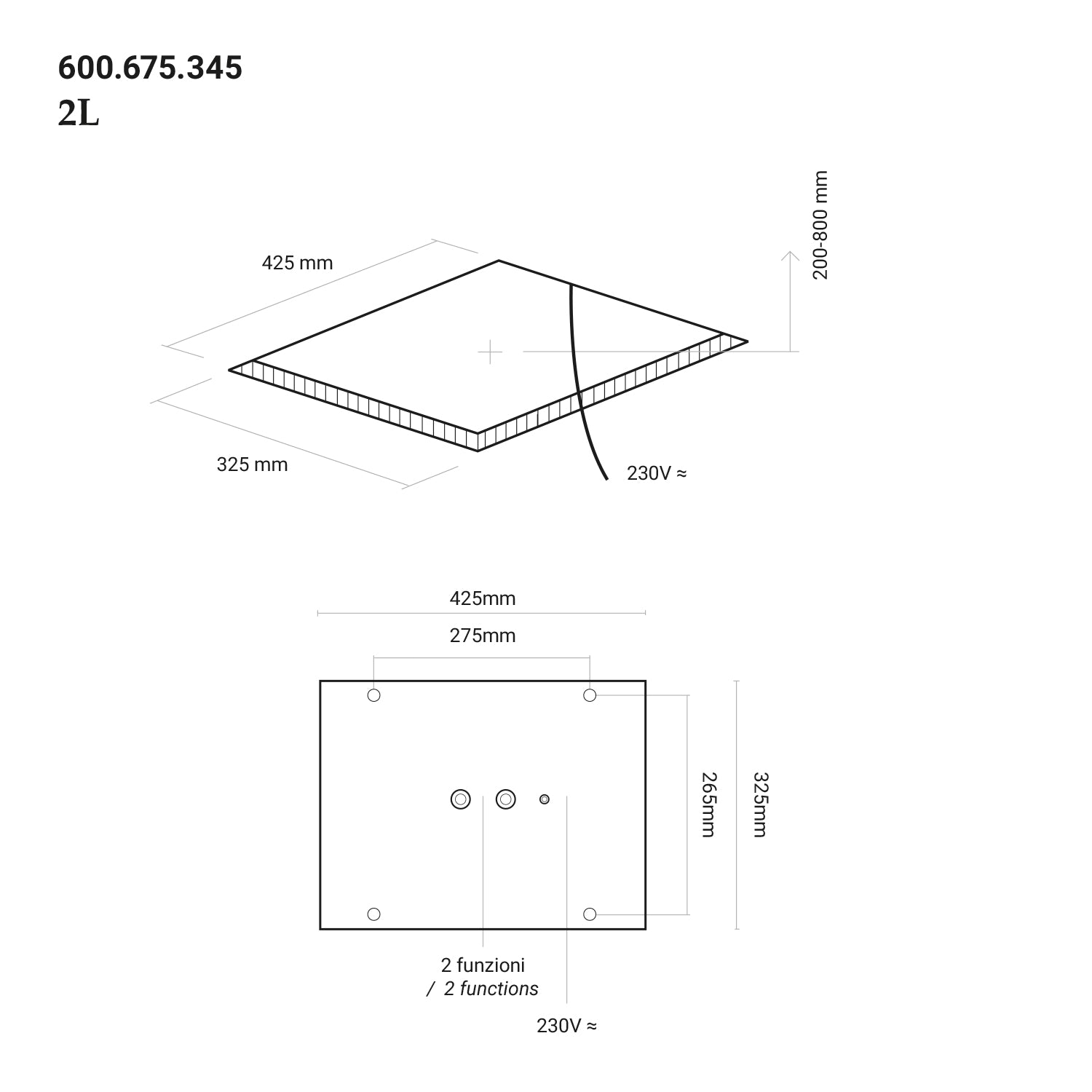 Soffione doccia incasso rettangolare 35x45 cm a 2 vie in acciaio inox 304 con cromoterapia 2