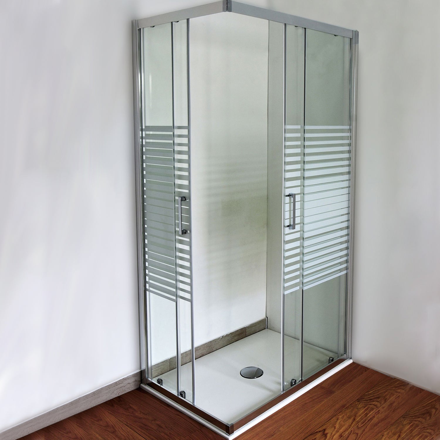 Box doccia Iconic cm 90x100 con apertura scorrevole angolare in vetro anticalcare Smart Clean serigrafato 6 mm 4