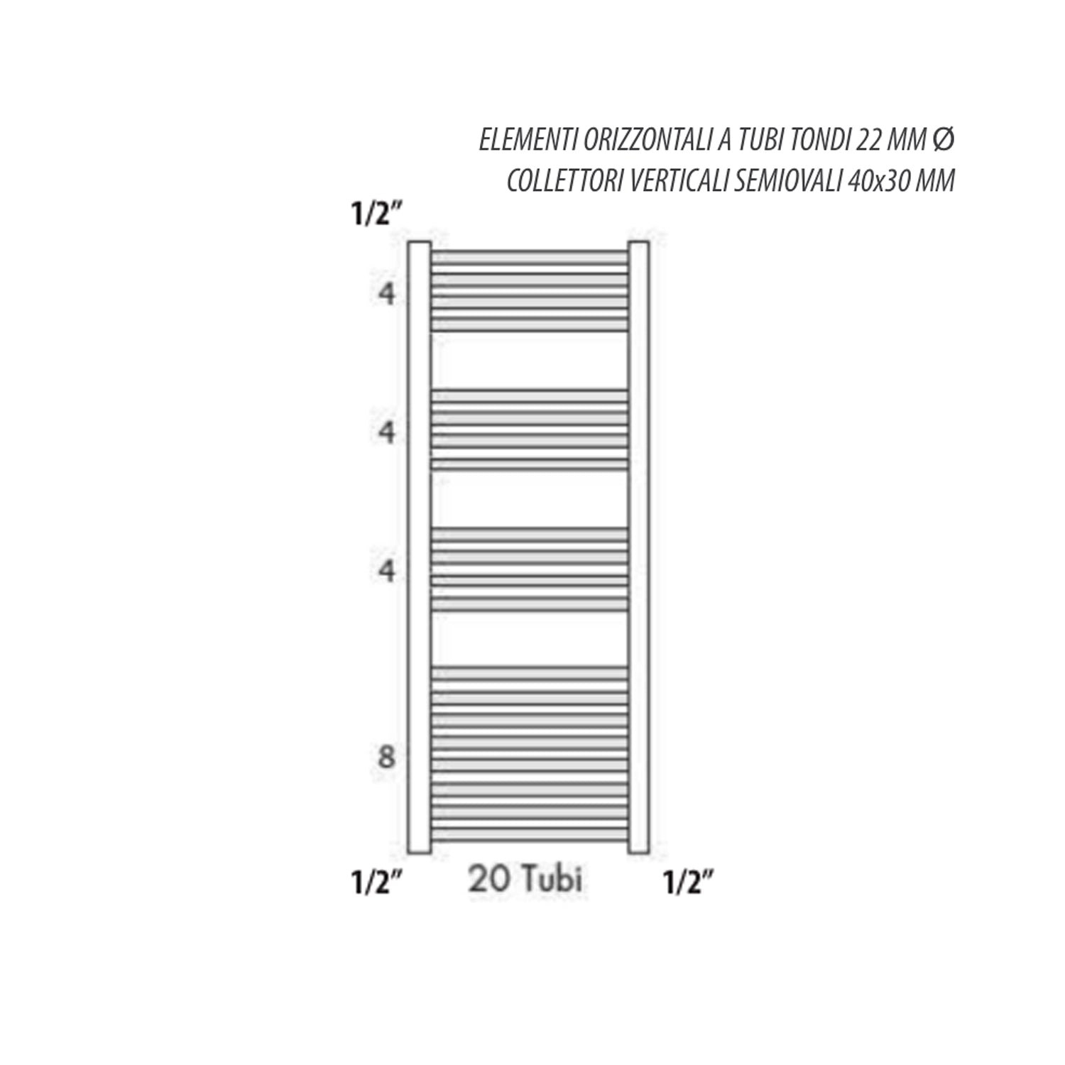  Termoarredo linea Kalura dritto 1120x600 mm - Bianco by CeramicStore | Lo specialista del tuo bagno