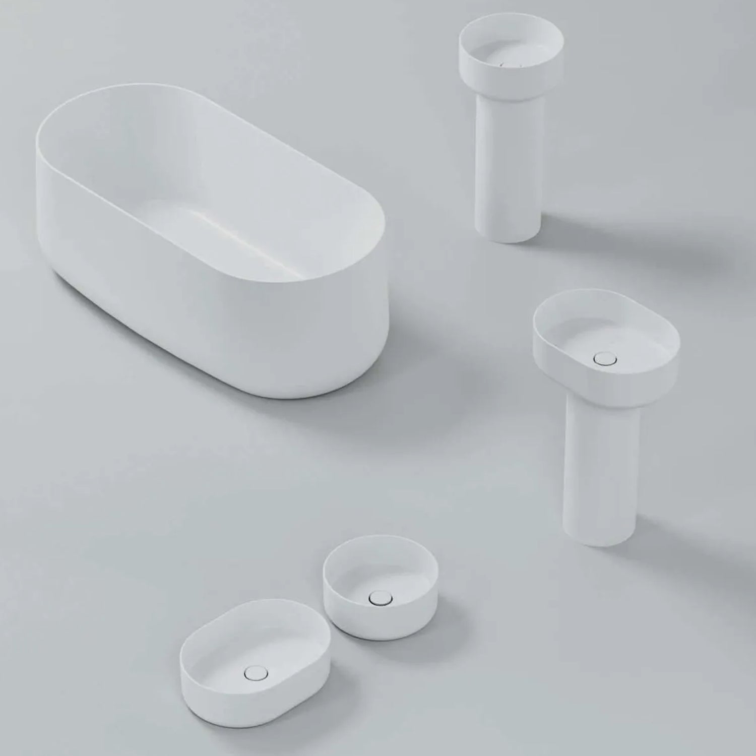  Lavabo rotondo Azzurra serie Aurea 55x40x17 cm - Bianco lucido