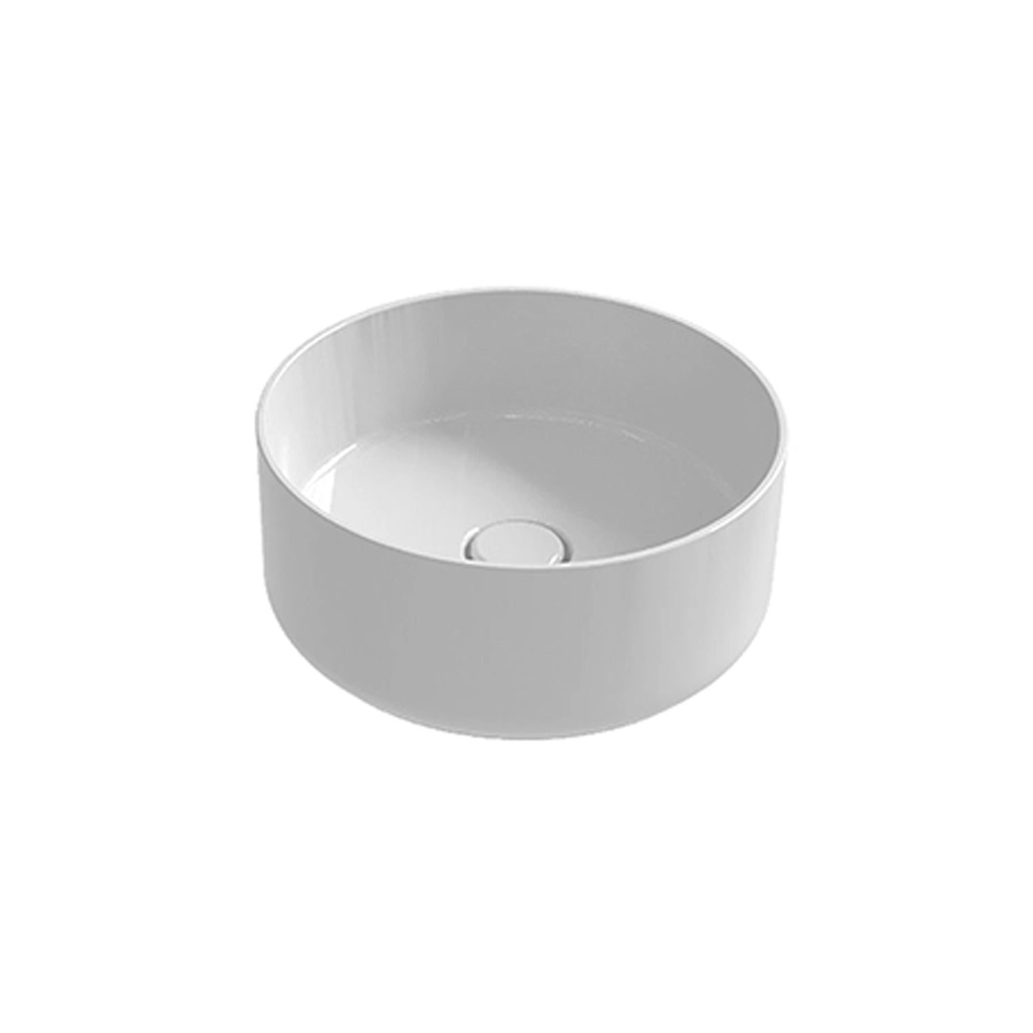  Lavabo rotondo Azzurra serie Aurea 40x40x17 cm con colonna e piano portaoggetti - Bianco lucido