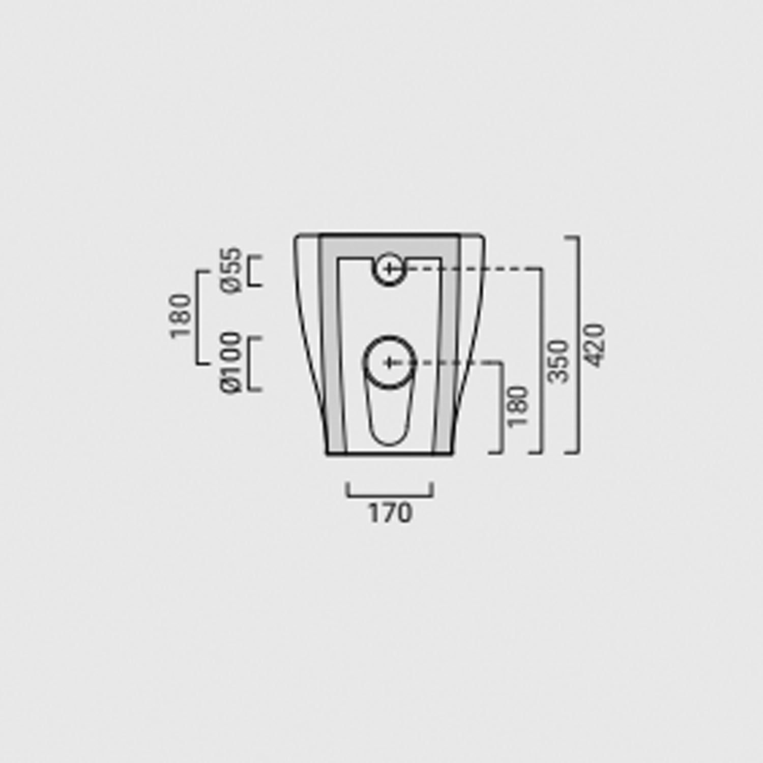  Sanitari filomuro senza brida scarico traslato Domus Falerii collezione Multipla 52x36 cm bianco lucido