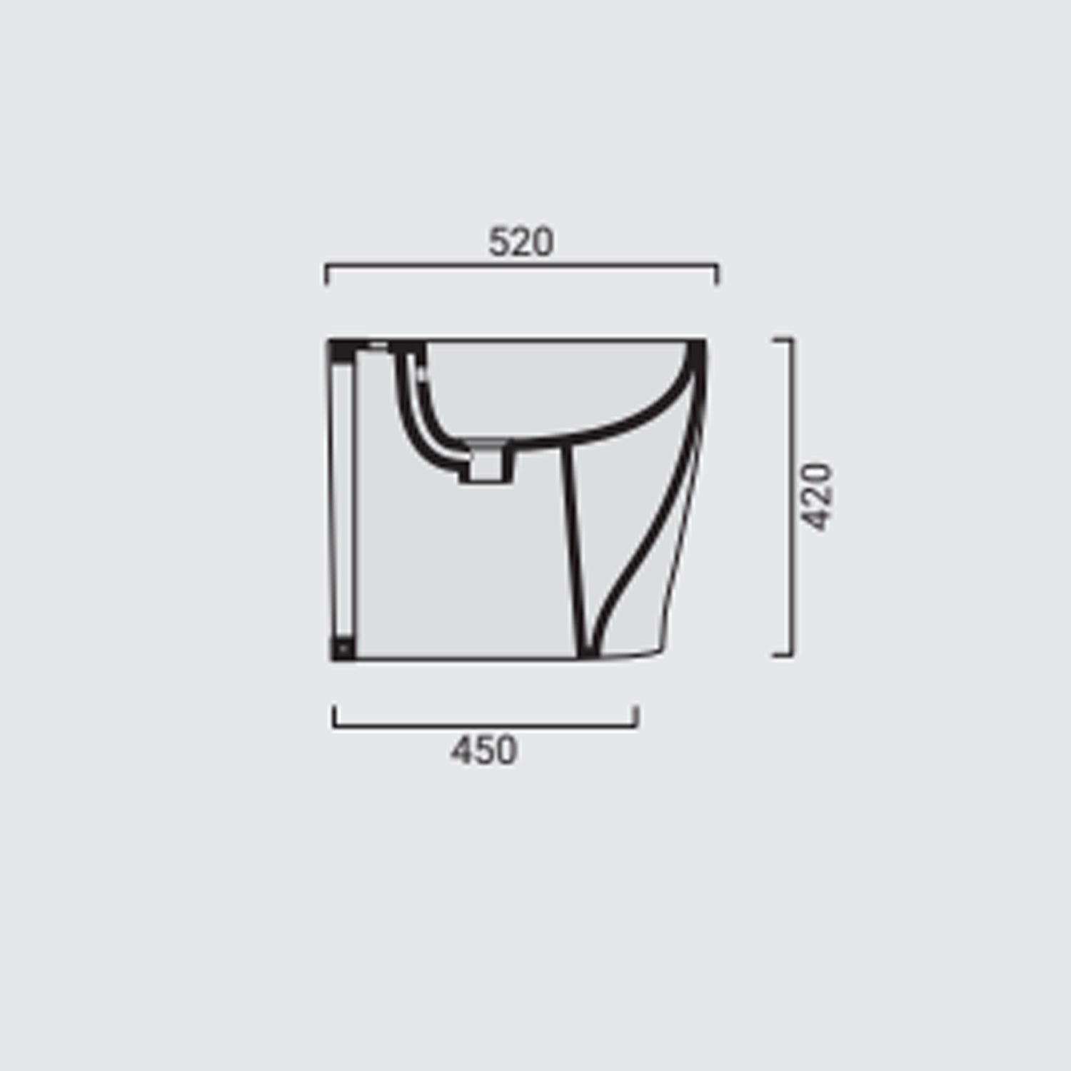  Sanitari filomuro senza brida scarico traslato Domus Falerii collezione Multipla 52x36 cm bianco lucido