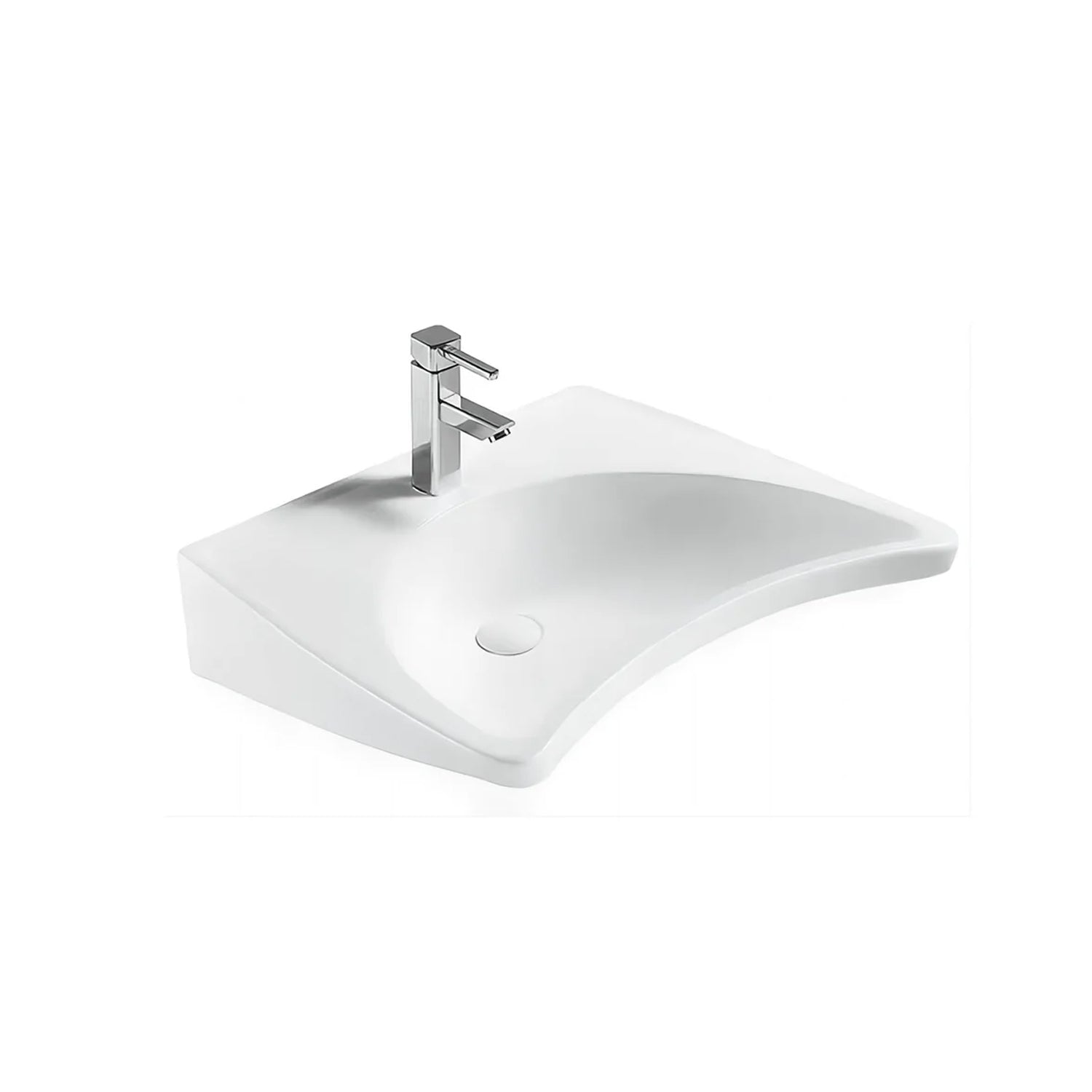 500028 - Lavabo sospeso disabili 65 cm in ceramica bianco lucido Linea Comfort Bathcore - Bianco lucido 2