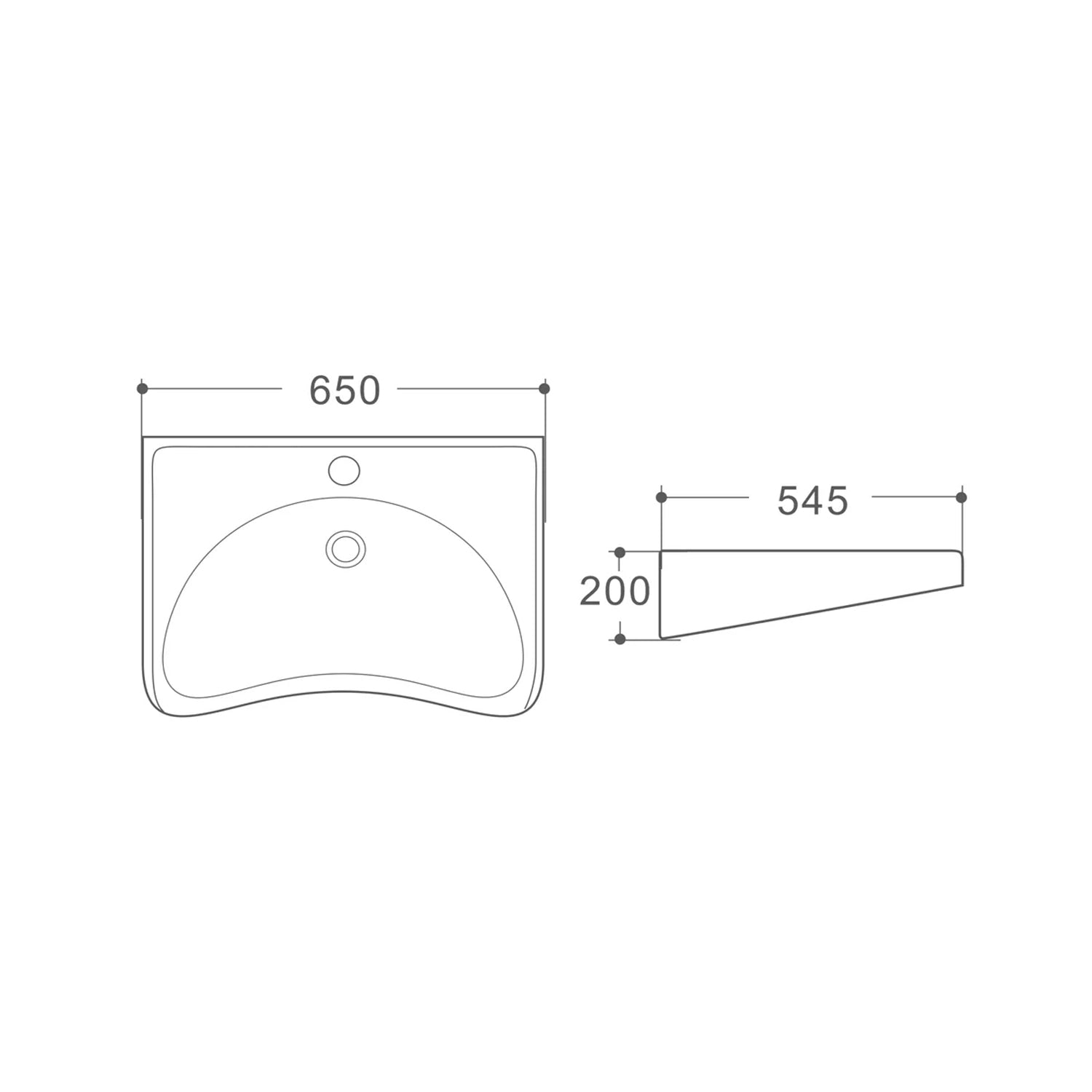 500028 - Lavabo sospeso disabili 65 cm in ceramica bianco lucido Linea Comfort Bathcore - Bianco lucido 3