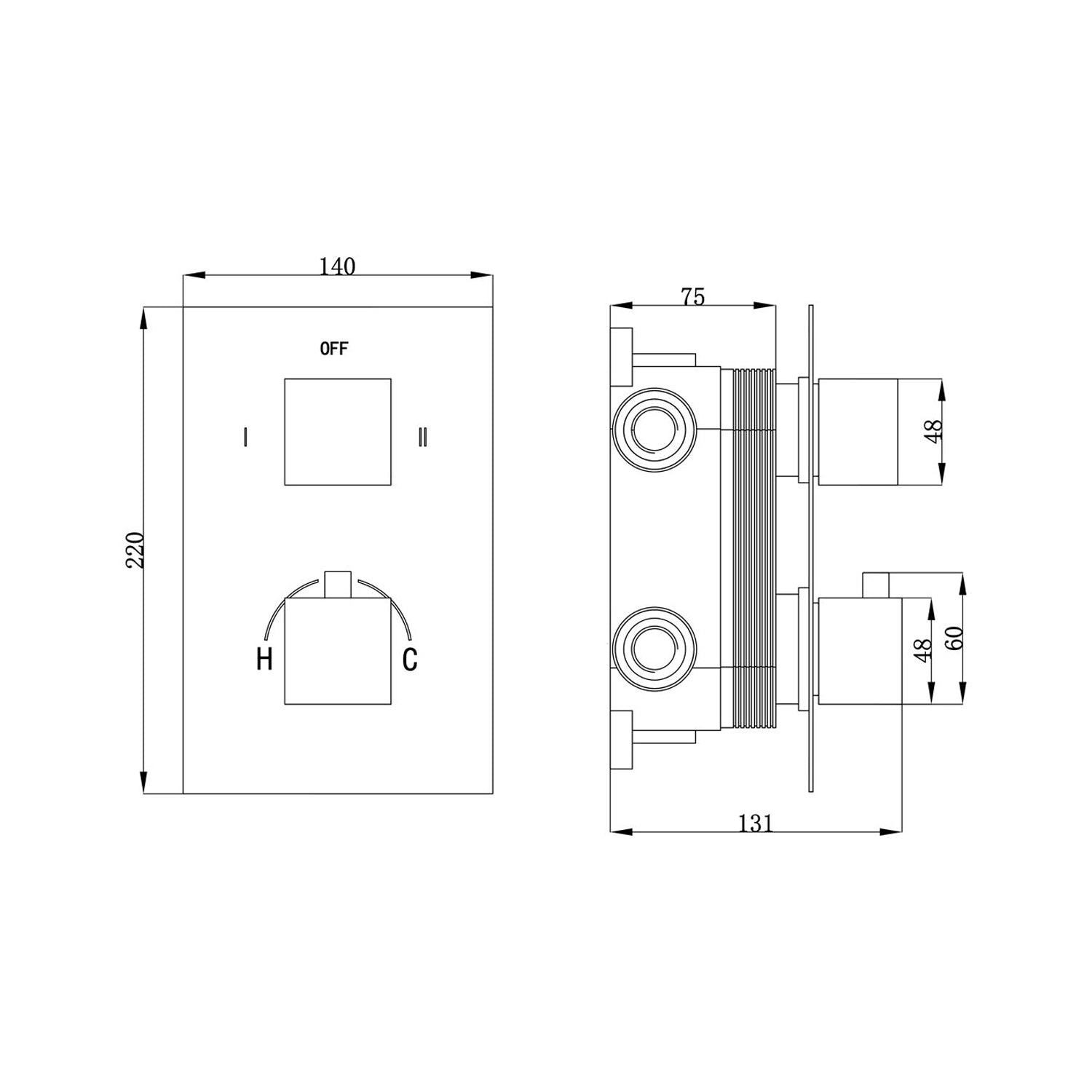  Termostatico doccia incasso squadrato 3 vie con easy box nichel by CeramicStore | Lo specialista del tuo bagno