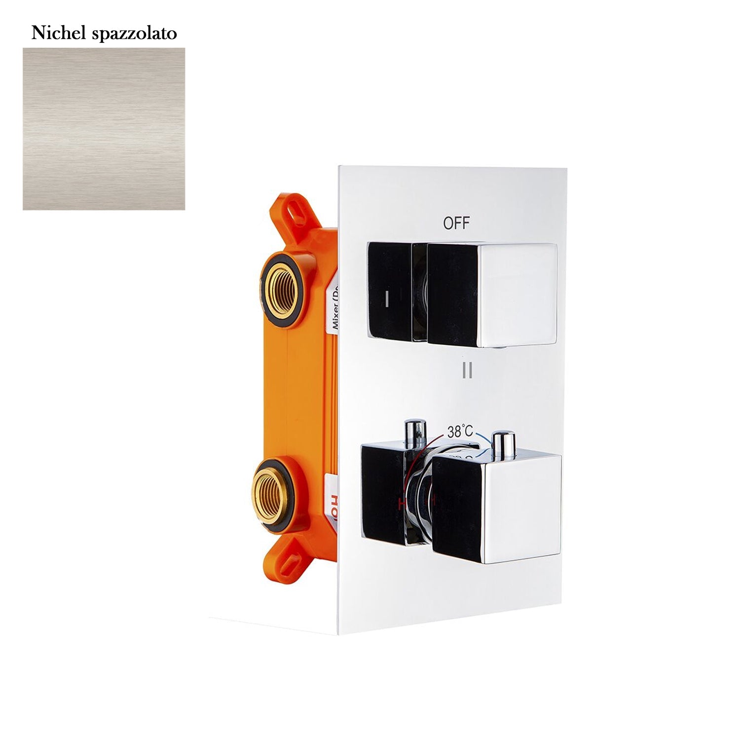 Termostatico doccia incasso squadrato 2 vie con easy box nichel by CeramicStore | Lo specialista del tuo bagno