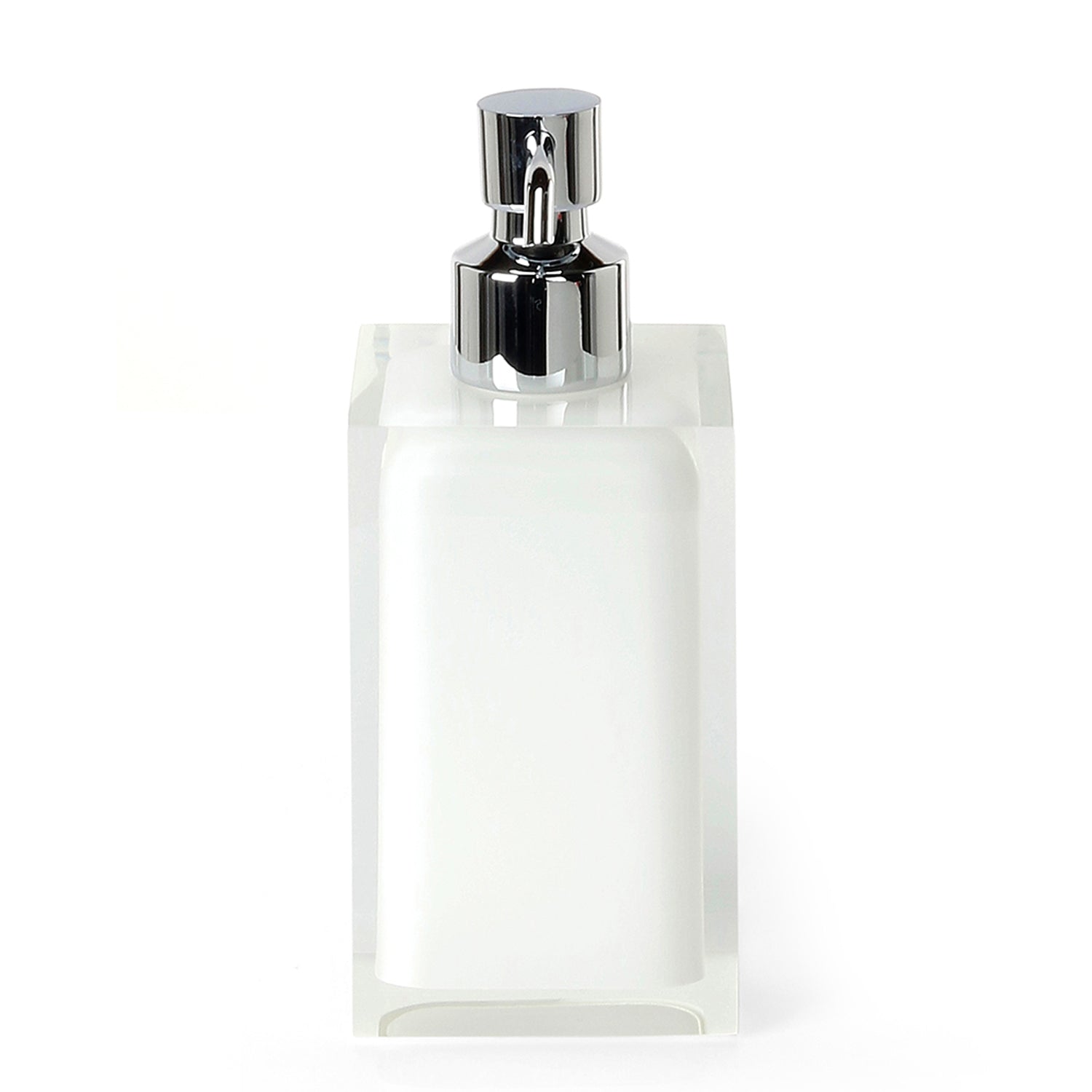  Dosasapone da appoggio con erogatore in metallo cromato Gedy serie Rainbow - Bianco