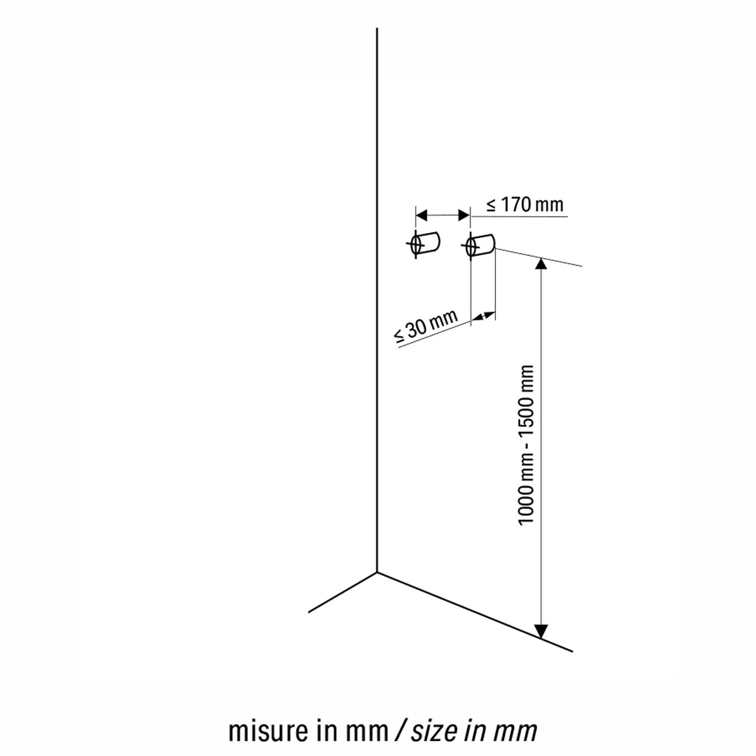 Pannello doccia idromassaggio a cascata Monte Baldo in alluminio verniciato nero. Miiscelatore incasso 4 vie 4