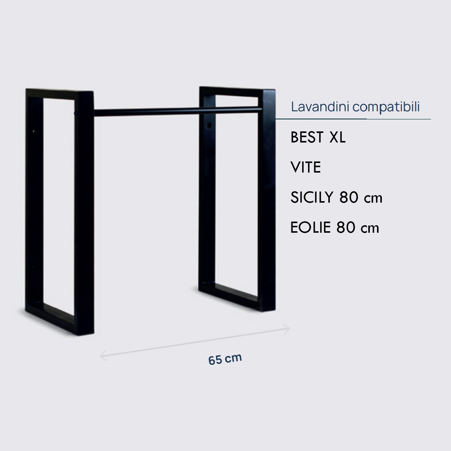  Supporto in acciaio zincato verniciato nero per lavabi da esterno cm 65x65h modello Take by CeramicStore | Lo specialista del tuo bagno