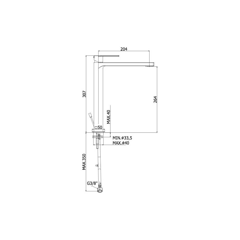  Miscelatore lavabo prolungato senza scarico serie Tango modello TA081ST steel looking Paffoni by CeramicStore | Lo specialista del tuo bagno