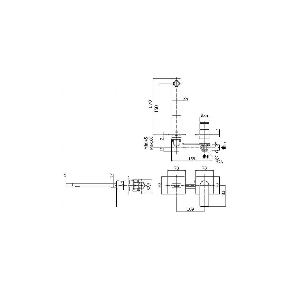  Miscelatore doccia a parete serie Tango modello TA104ST70 Steel looking Paffoni by CeramicStore | Lo specialista del tuo bagno