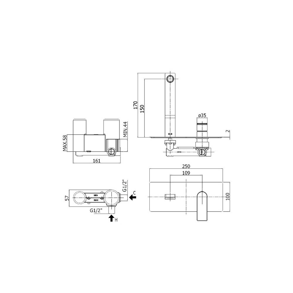  Miscelatore doccia a parete serie Tango modello TA104ST steel looking Paffoni by CeramicStore | Lo specialista del tuo bagno
