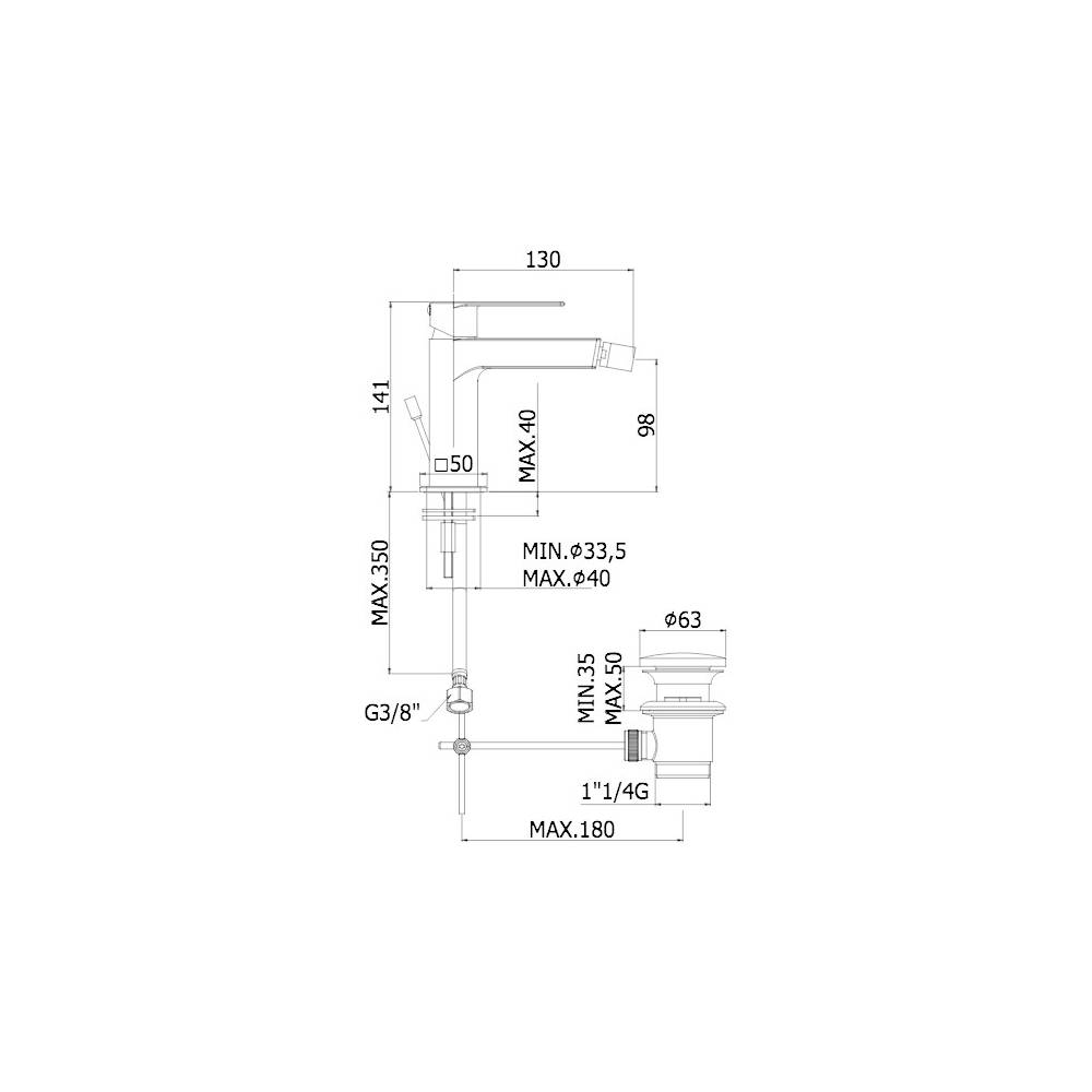  Miscelatore bidet sopra piano con scarico serie Tango modello TA135ST steel looking Paffoni by CeramicStore | Lo specialista del tuo bagno