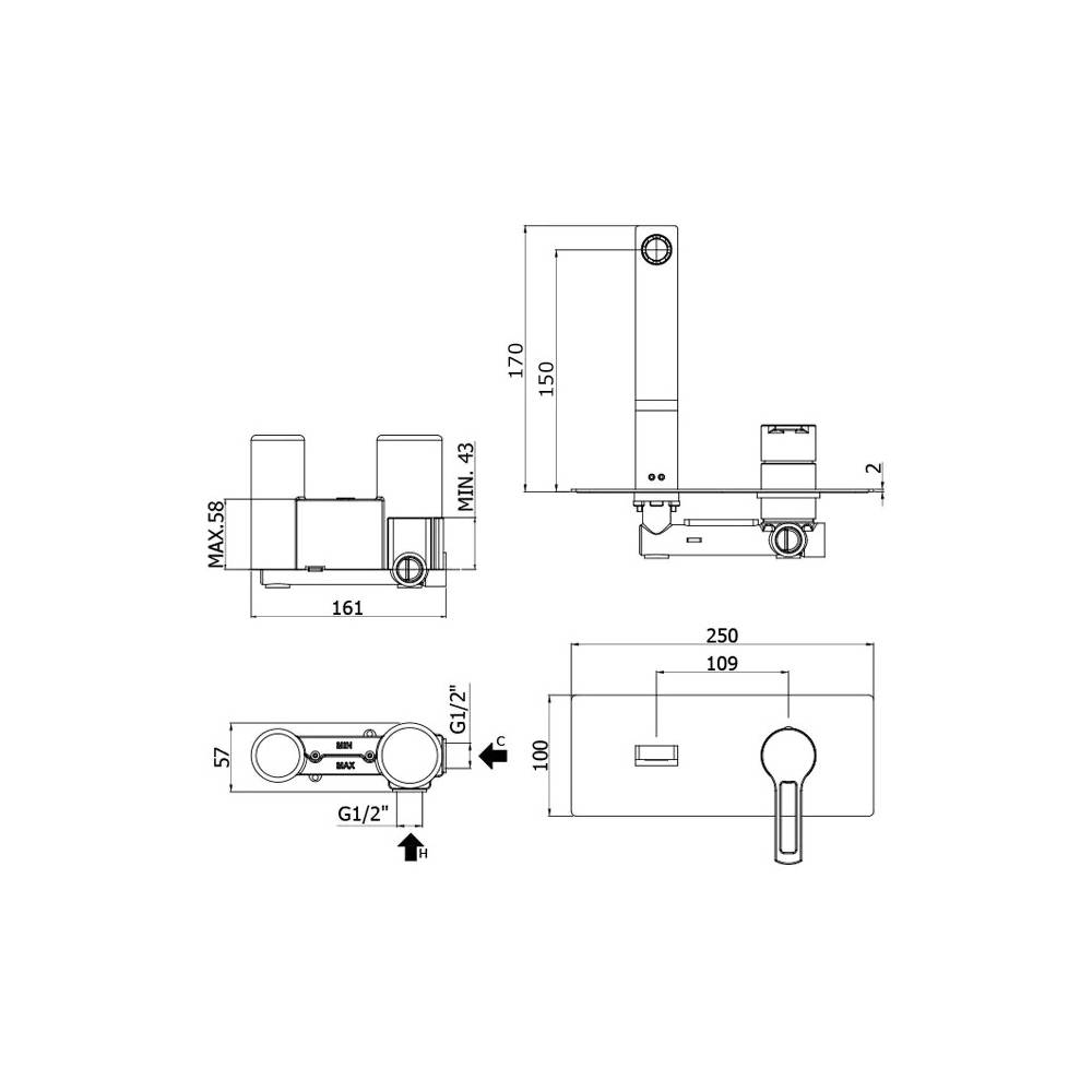  Miscelatore doccia a parete serie Ringo modello RIN104NO colore nero opaco Paffoni by CeramicStore | Lo specialista del tuo bagno