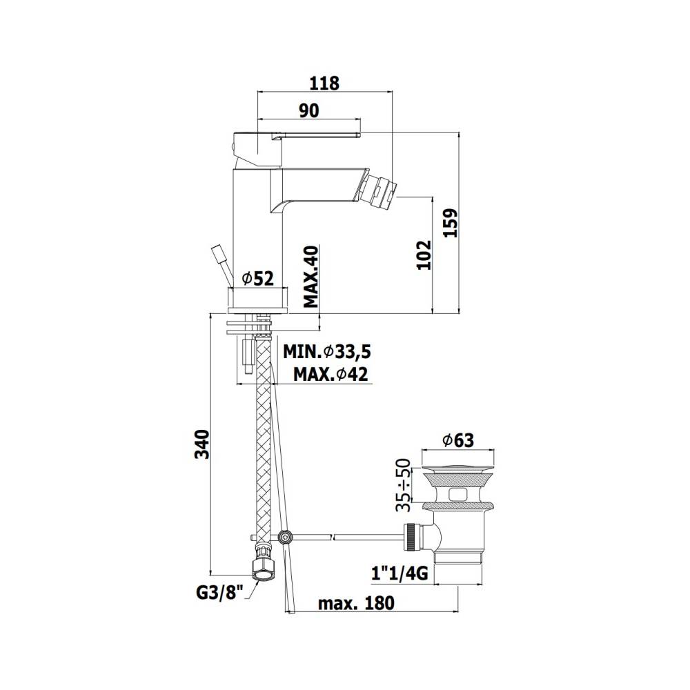  Miscelatore bidet serie Ringo modello RIN131KNO colore nero opaco scarico clic-clac Paffoni by CeramicStore | Lo specialista del tuo bagno