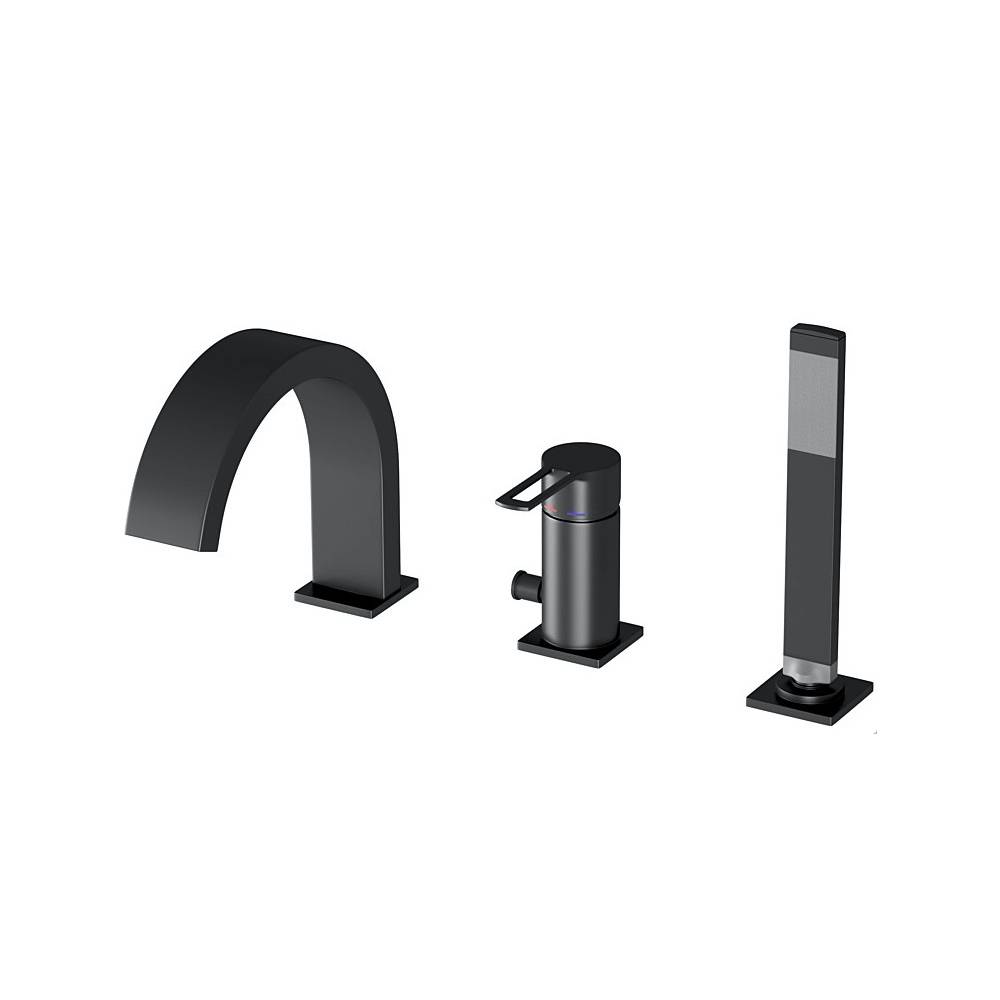 Miscelatore bordo vasca con bocca e duplex serie Ringo modello RIN040LNO colore nero opaco Paffoni by CeramicStore | Lo specialista del tuo bagno