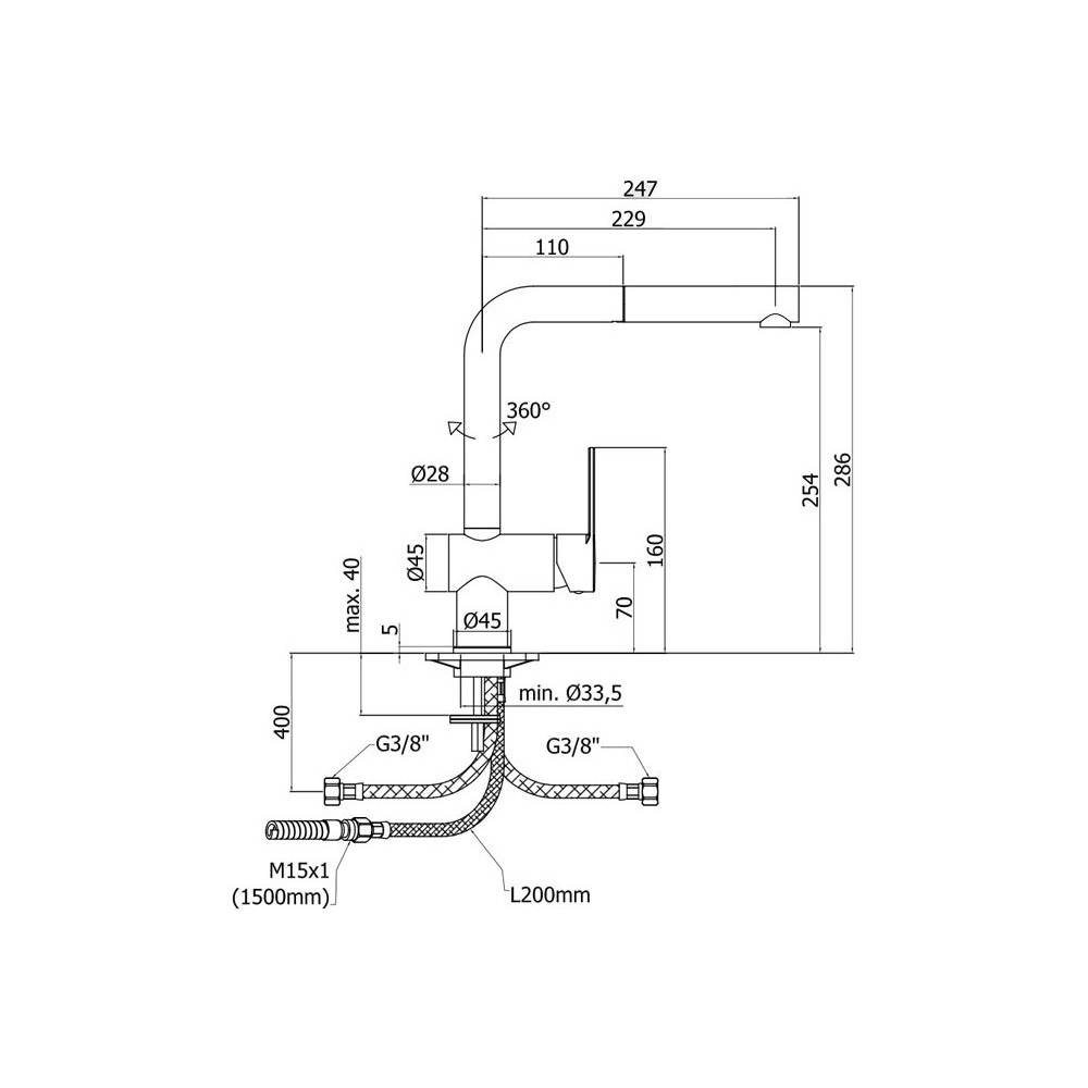  Miscelatore lavello con doccetta estraibile serie Ringo modello RIN185NO colore nero opaco Paffoni by CeramicStore | Lo specialista del tuo bagno